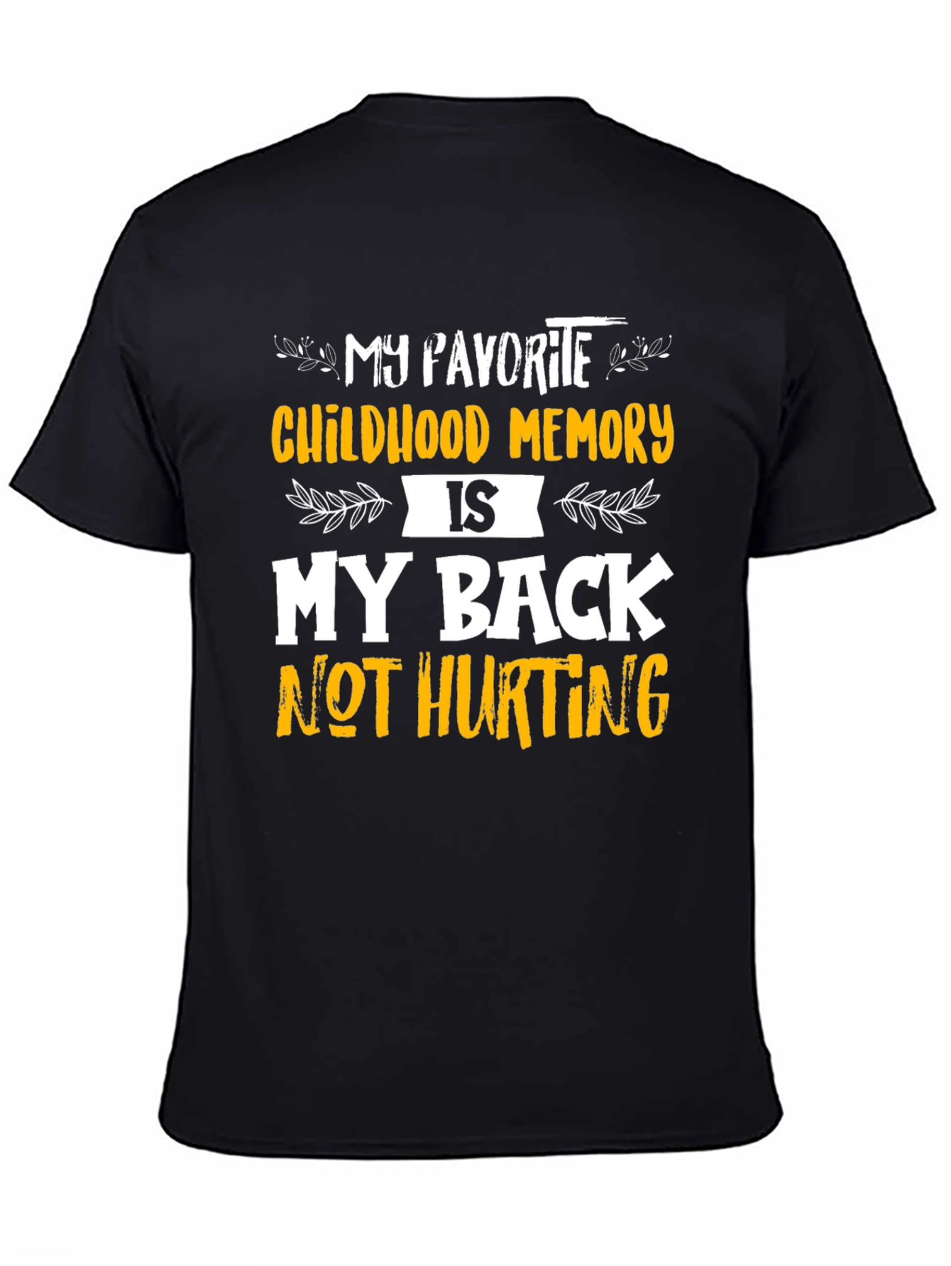 Black Funny Back Pain Relief T-Shirt view 4