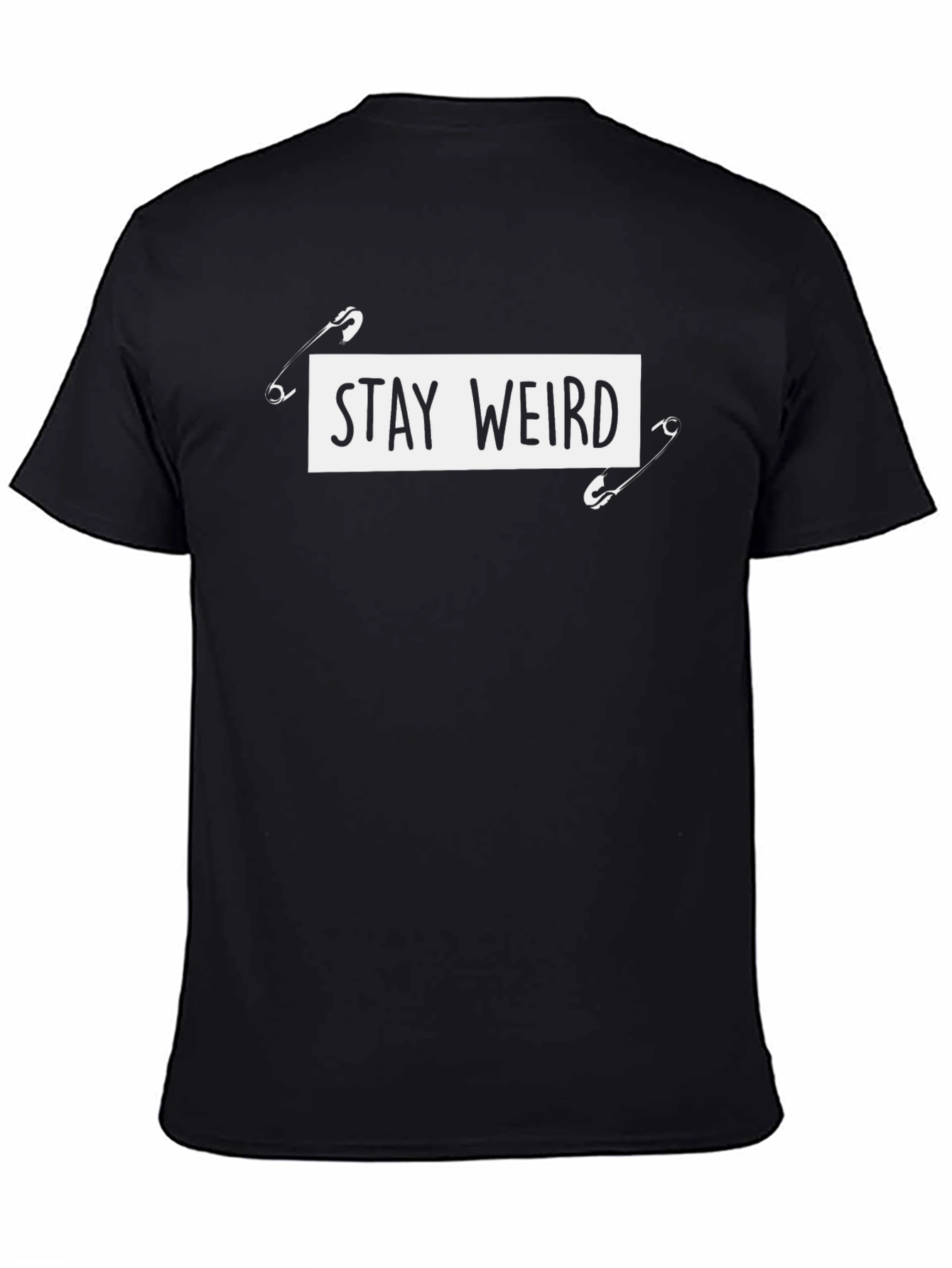 Black Stay Weird Graphic Tee - Black Cotton T-Shirt view 4