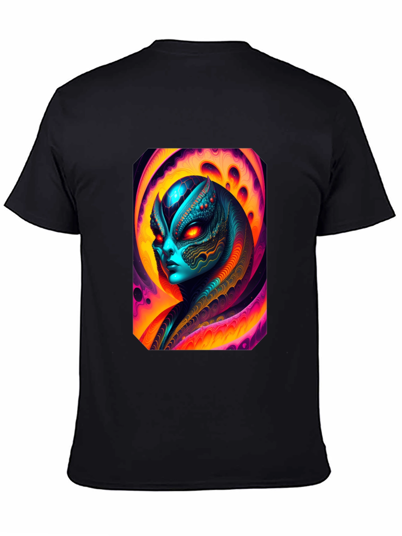 Black Alien Graphic Tee - Black Cotton T-Shirt view 4