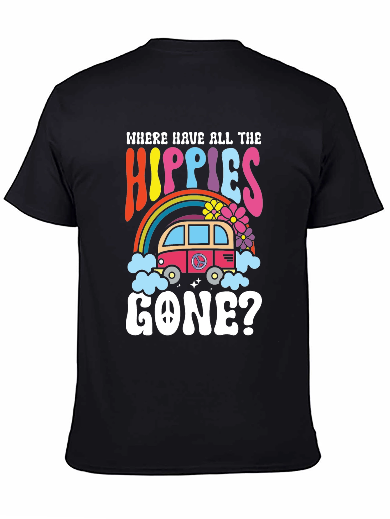 Black Where Have All The Hippies Gone Black T-Shirt view 4