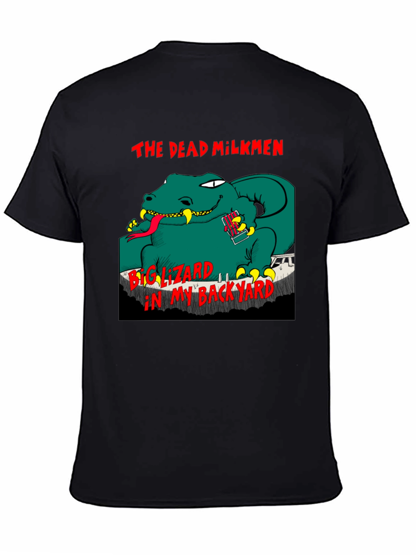 Black The Dead Milkmen Big Lizard T-Shirt view 4