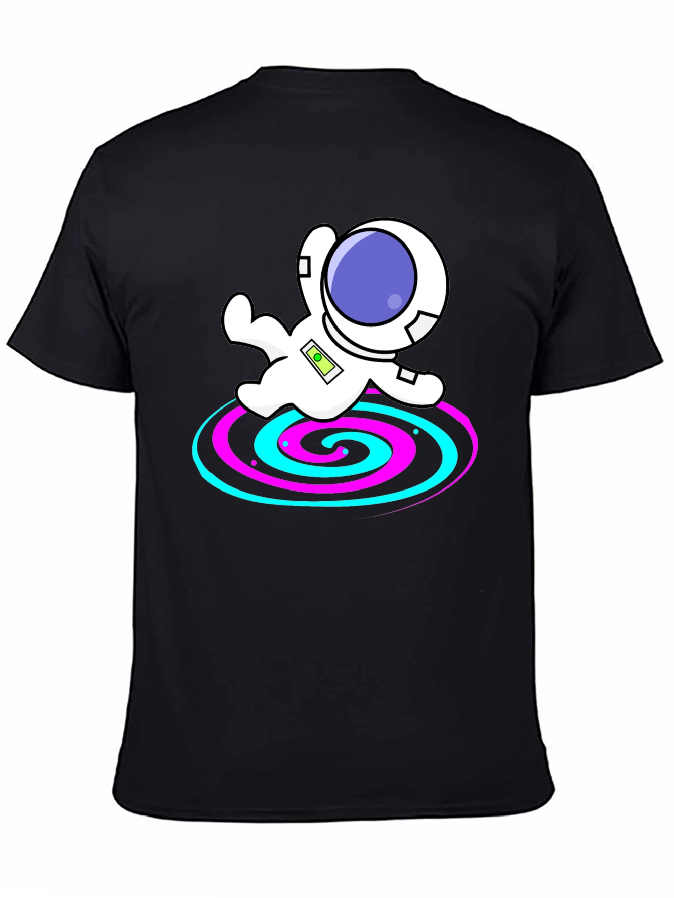 Black Astronaut Spiral Graphic Tee - Black Cotton Blend view 4