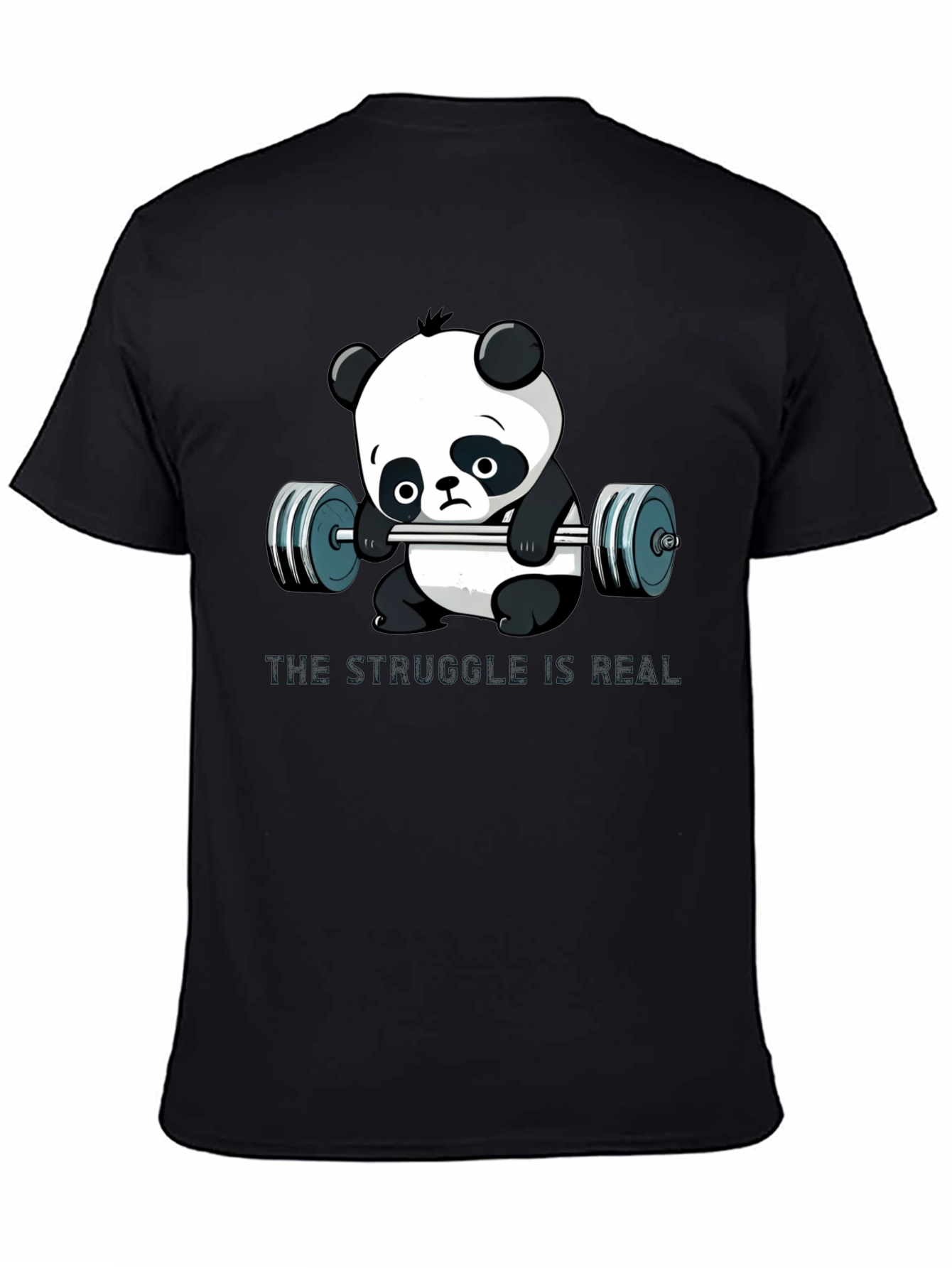 Black Funny Panda Gym T-Shirt for Men view 4