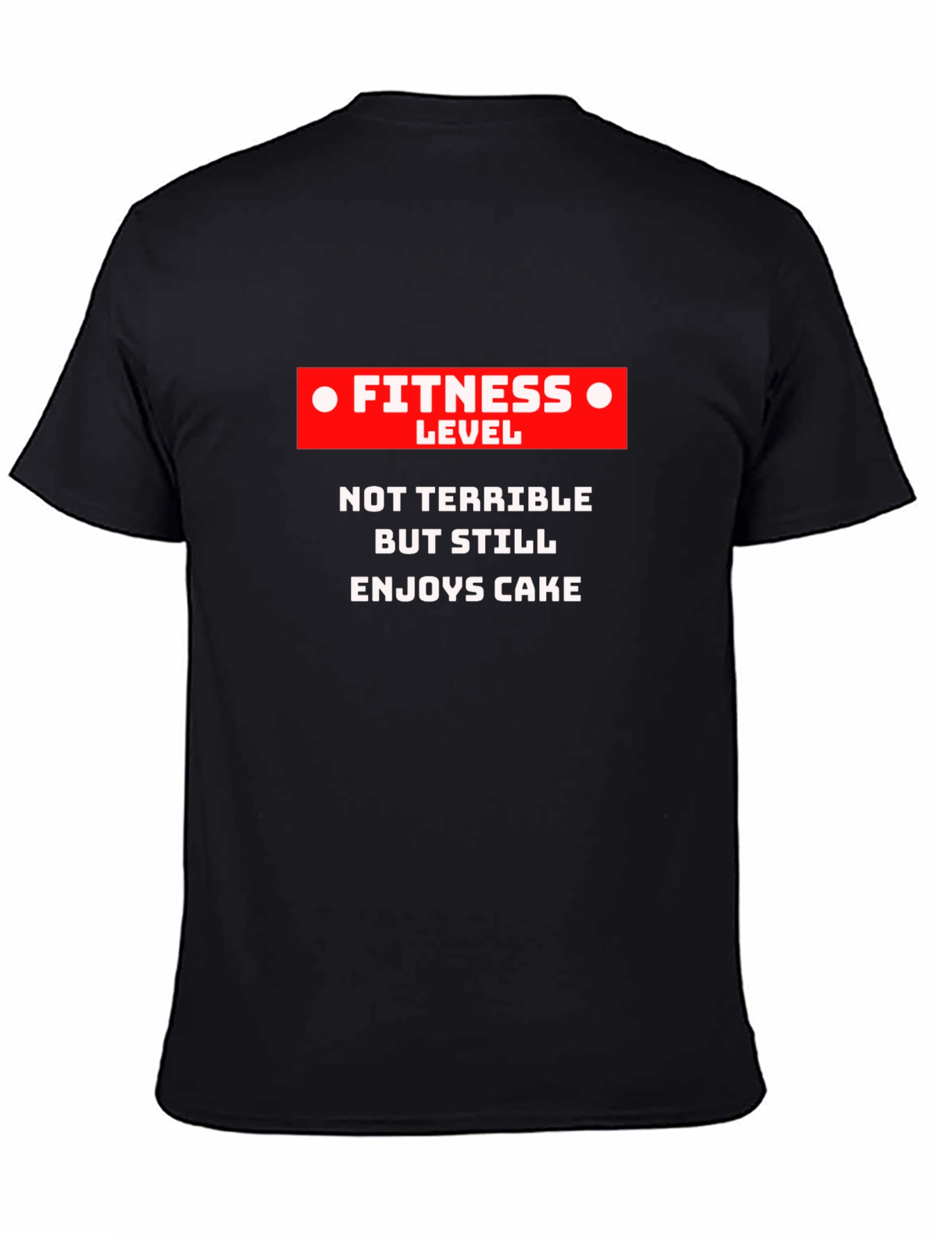Black Fitness Level Cake Lover Graphic T-Shirt - Humorous Casual Tee view 4