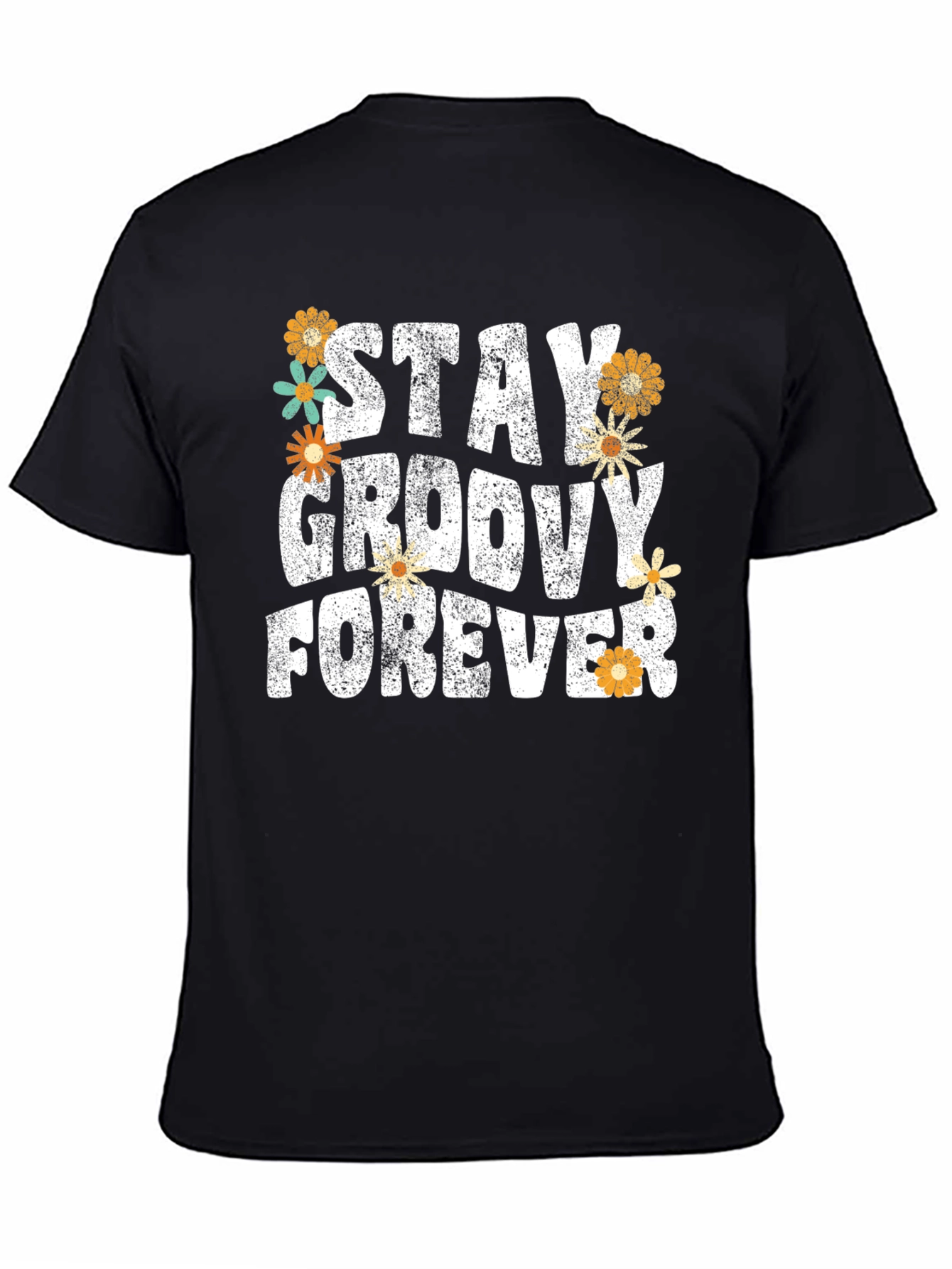 Black Stay Groovy Forever Floral T-Shirt view 4