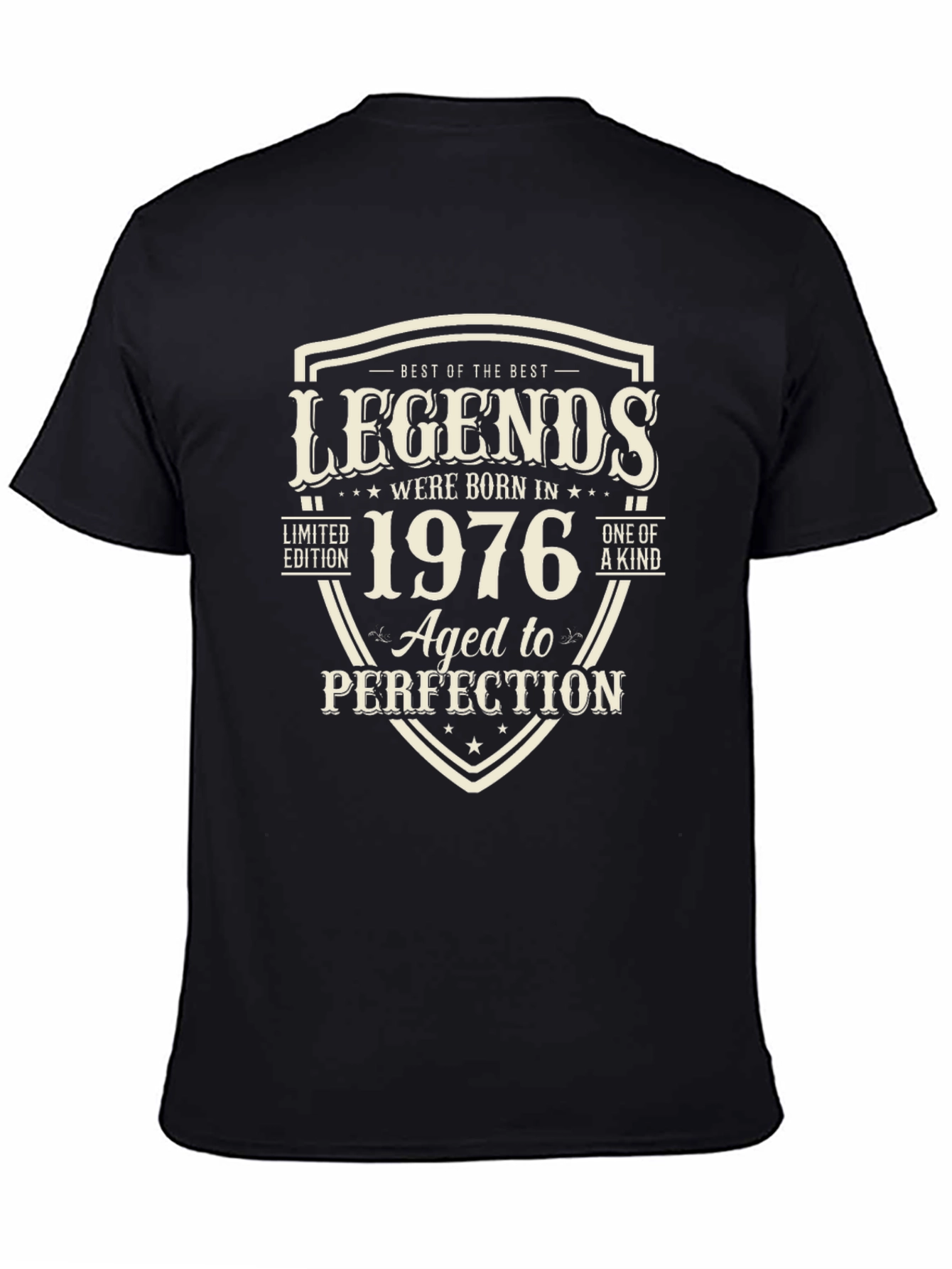 Black Legends Born in 1976 Aged to Perfection T-Shirt view 4