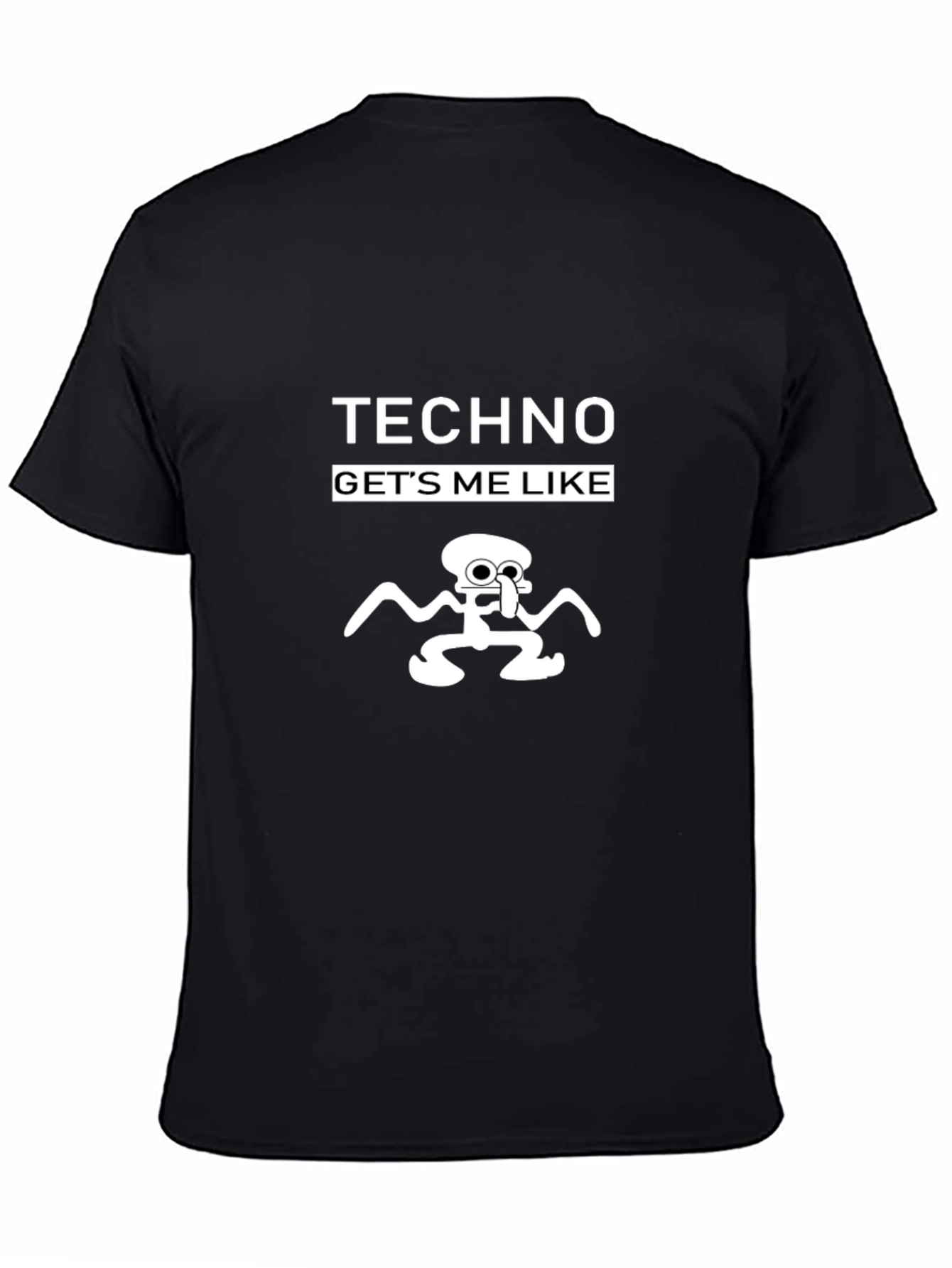 Black Techno Squidward T-Shirt - Funny Rave Party Tee view 4