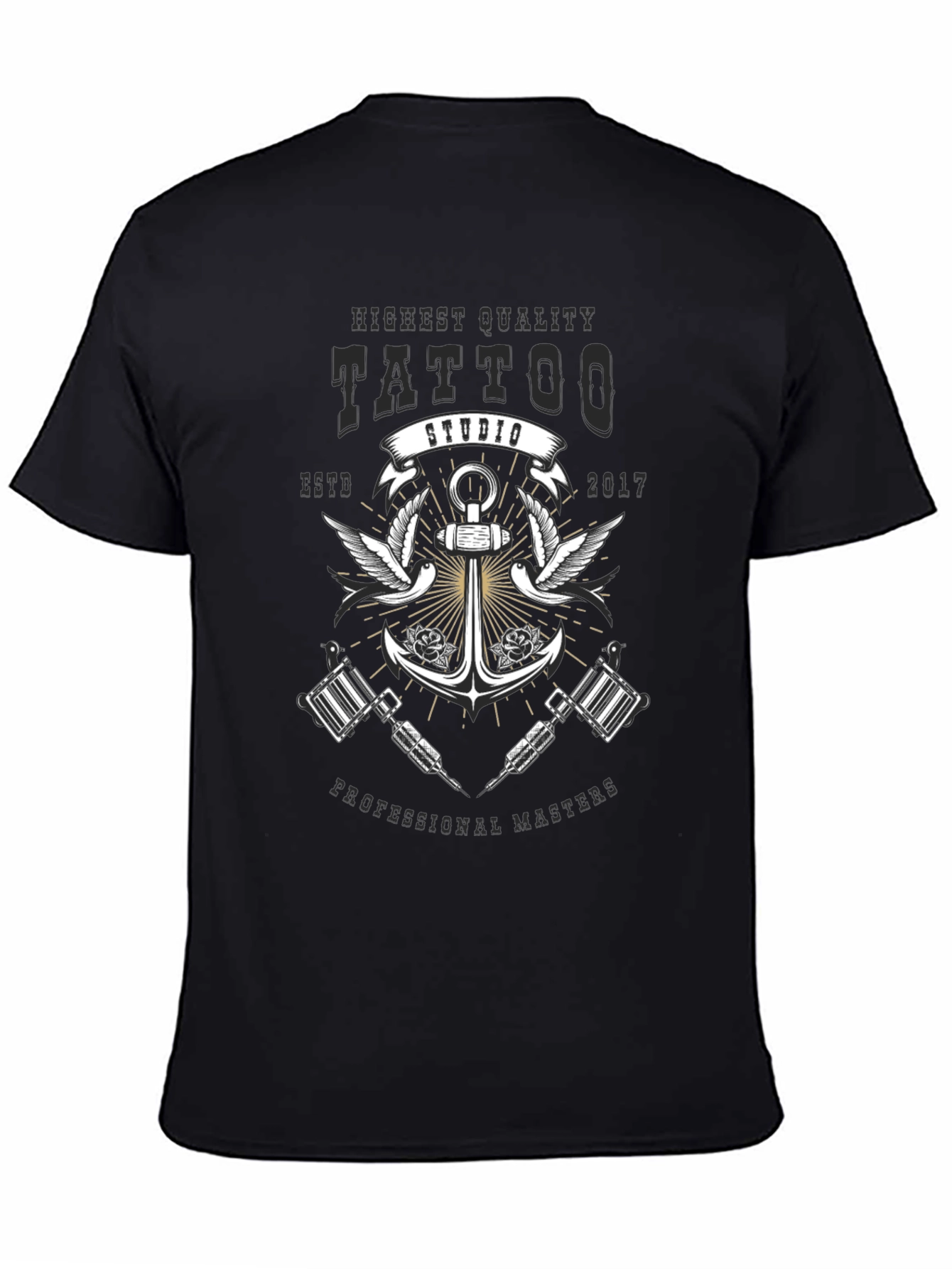Black Tattoo Studio Graphic T-Shirt - Highest Quality Design view 4