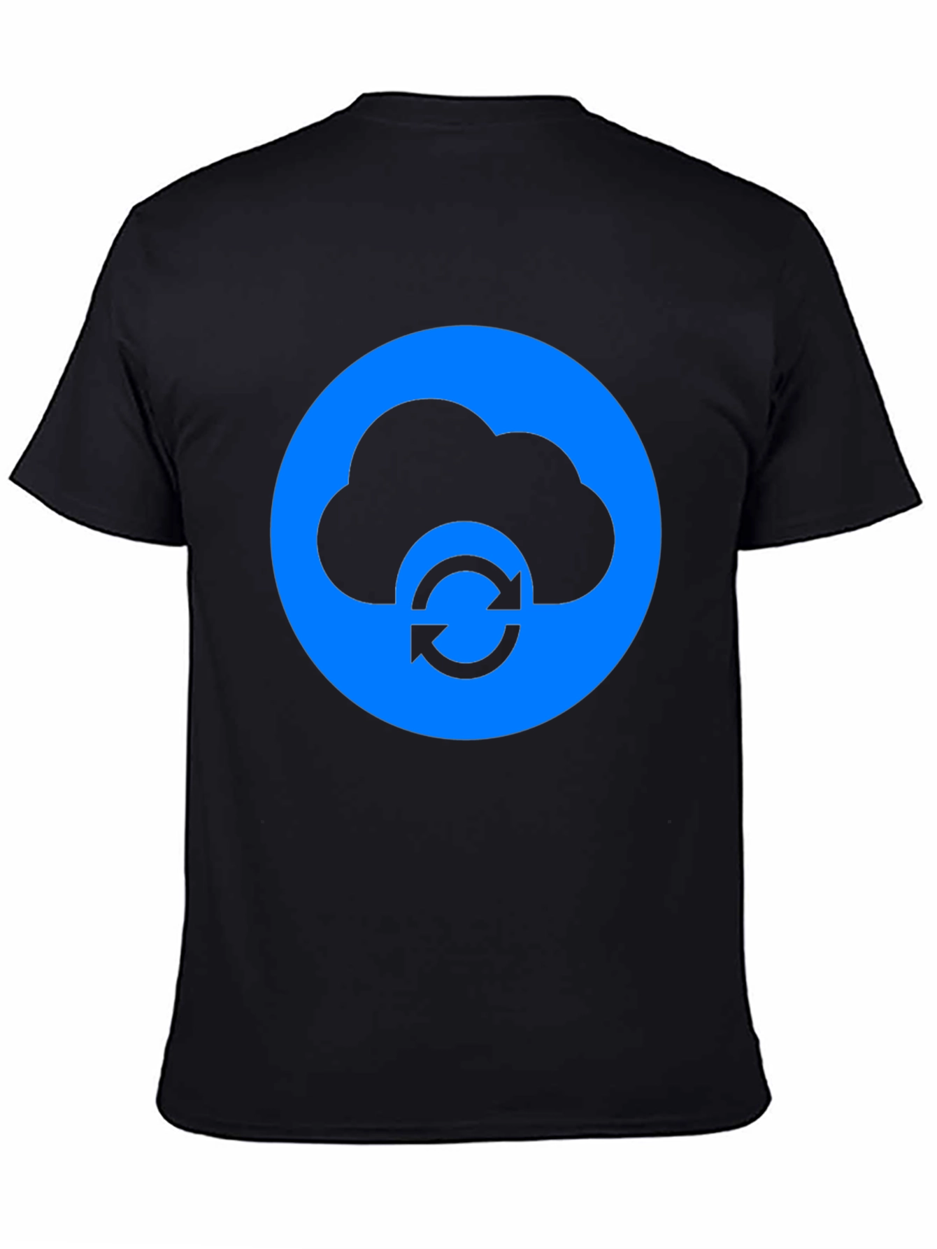 Black Cloud Sync Black T-Shirt - Modern Tech Design view 4