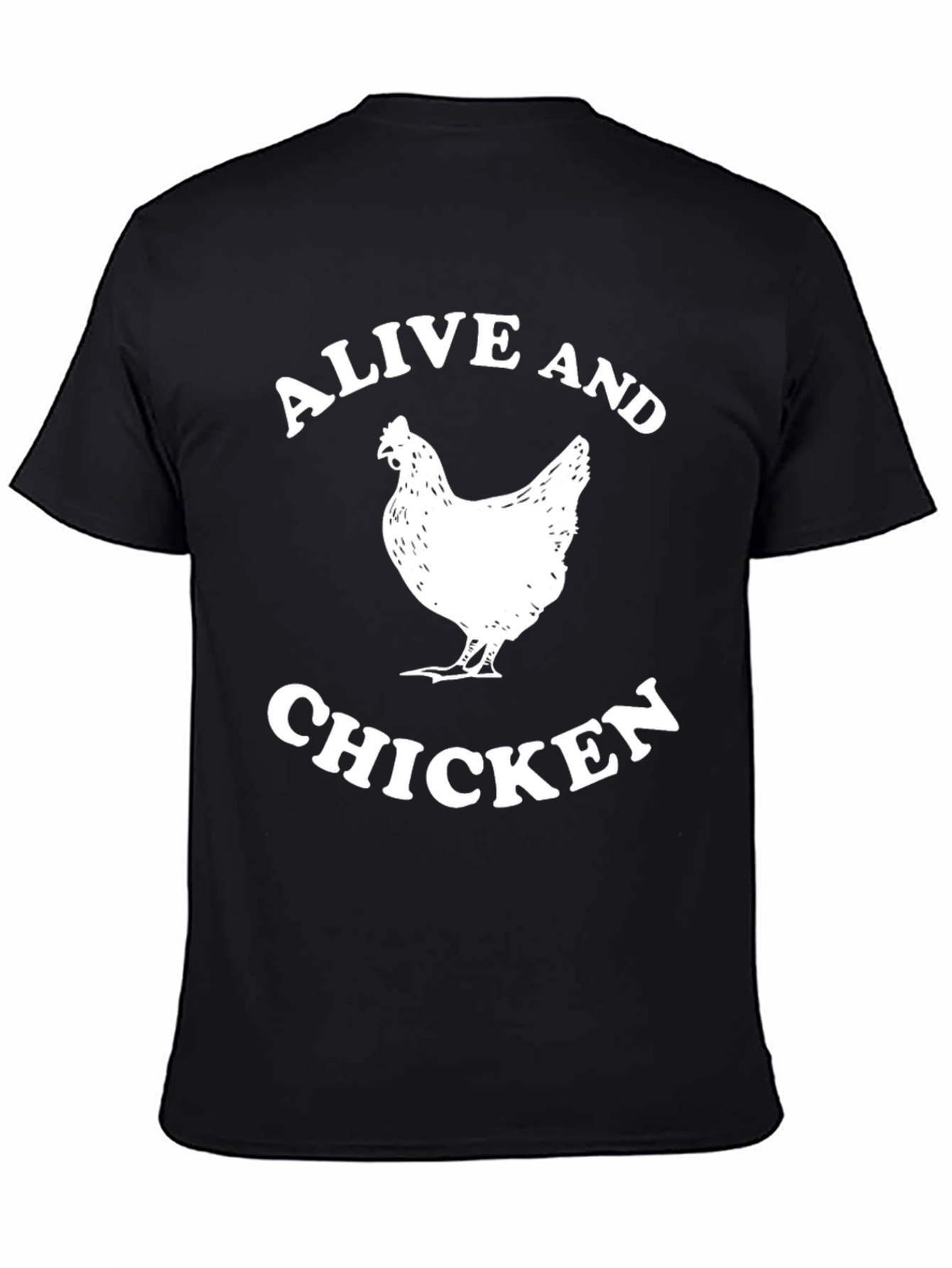 Black Alive and Chicken T-Shirt - Novelty Animal Graphic Tee view 4