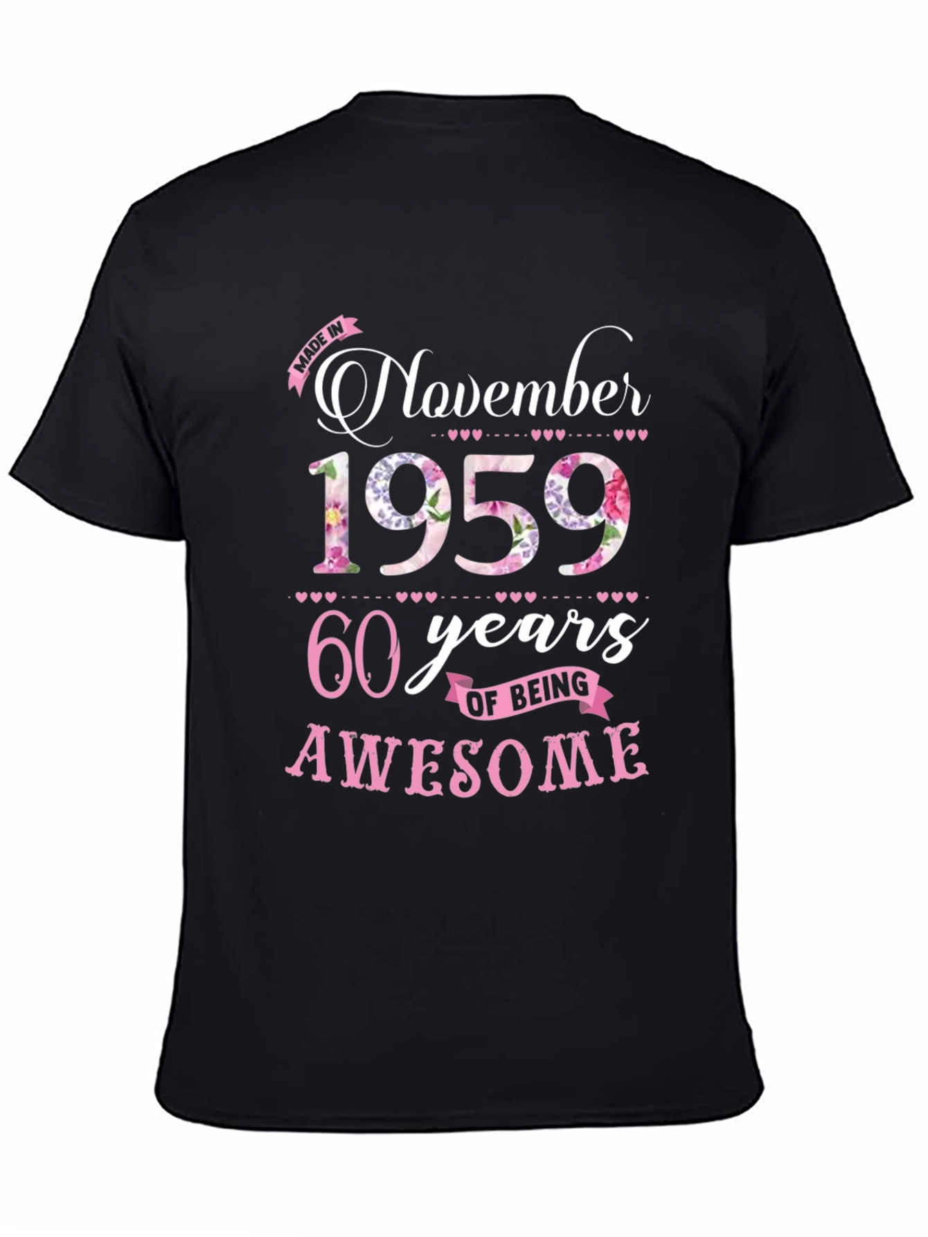 Black November 1959 60th Birthday T-Shirt view 4