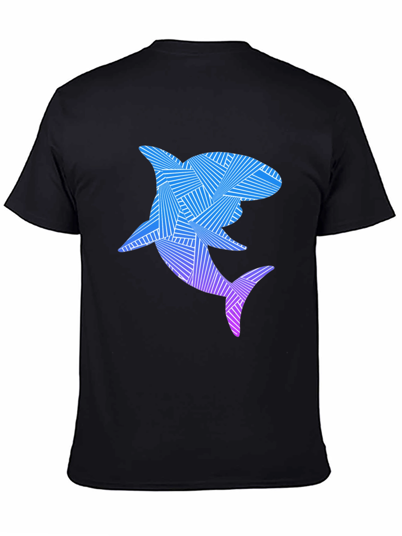 Black Abstract Shark Graphic Tee - Cool Ocean Design view 4