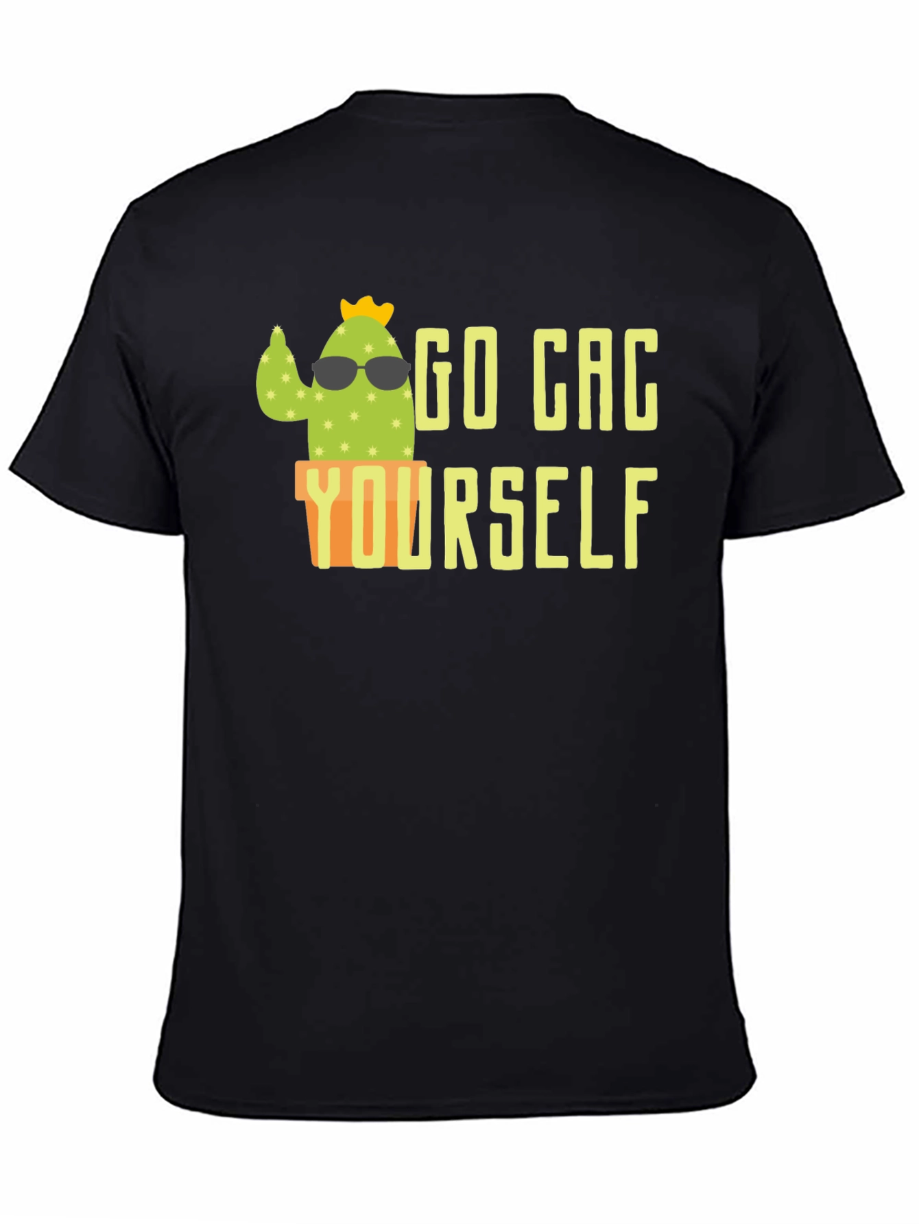 Black Go Cac Yourself Funny Cactus T-Shirt view 4