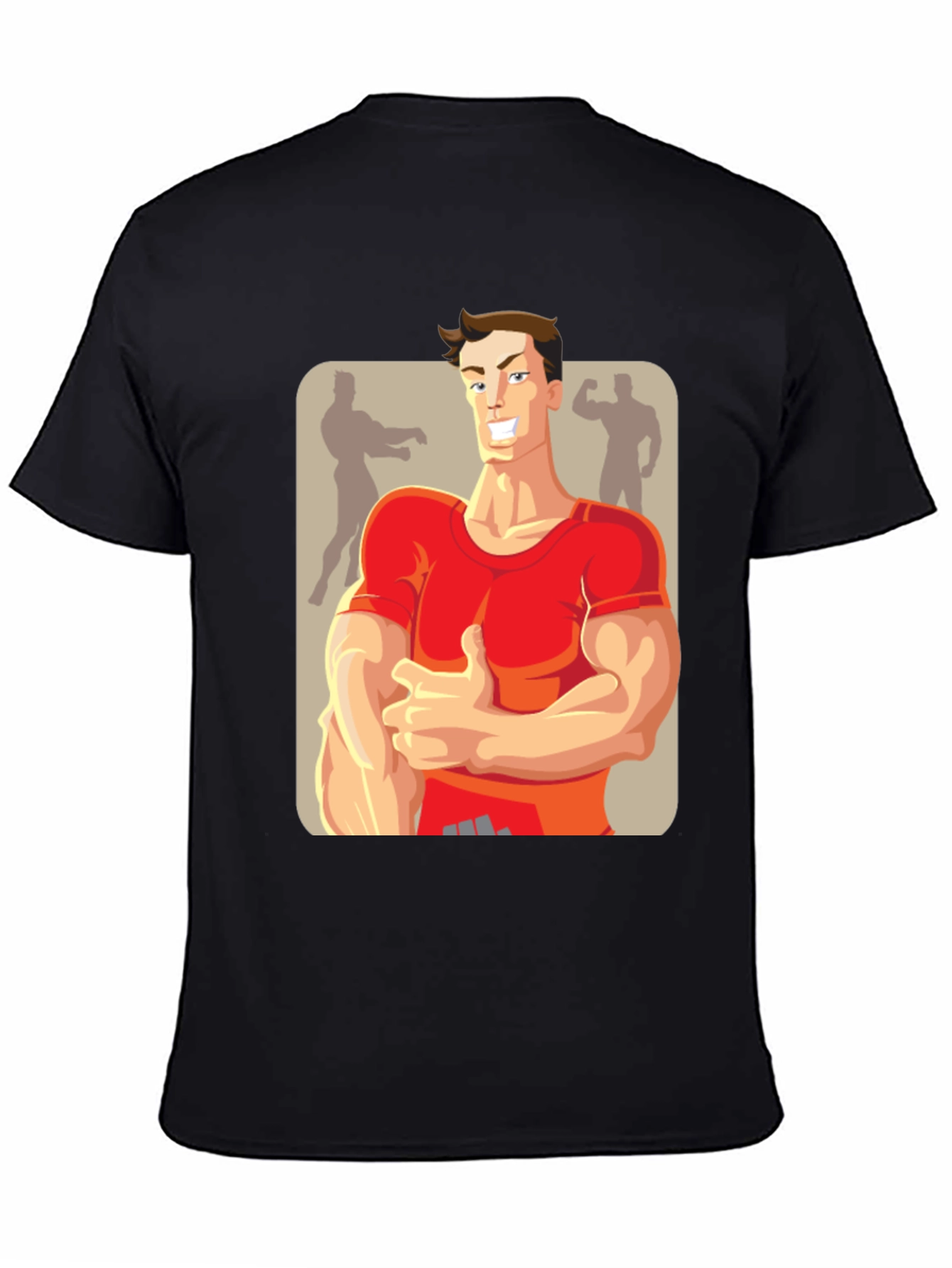 Black Bodybuilder Cartoon Graphic T-Shirt view 4