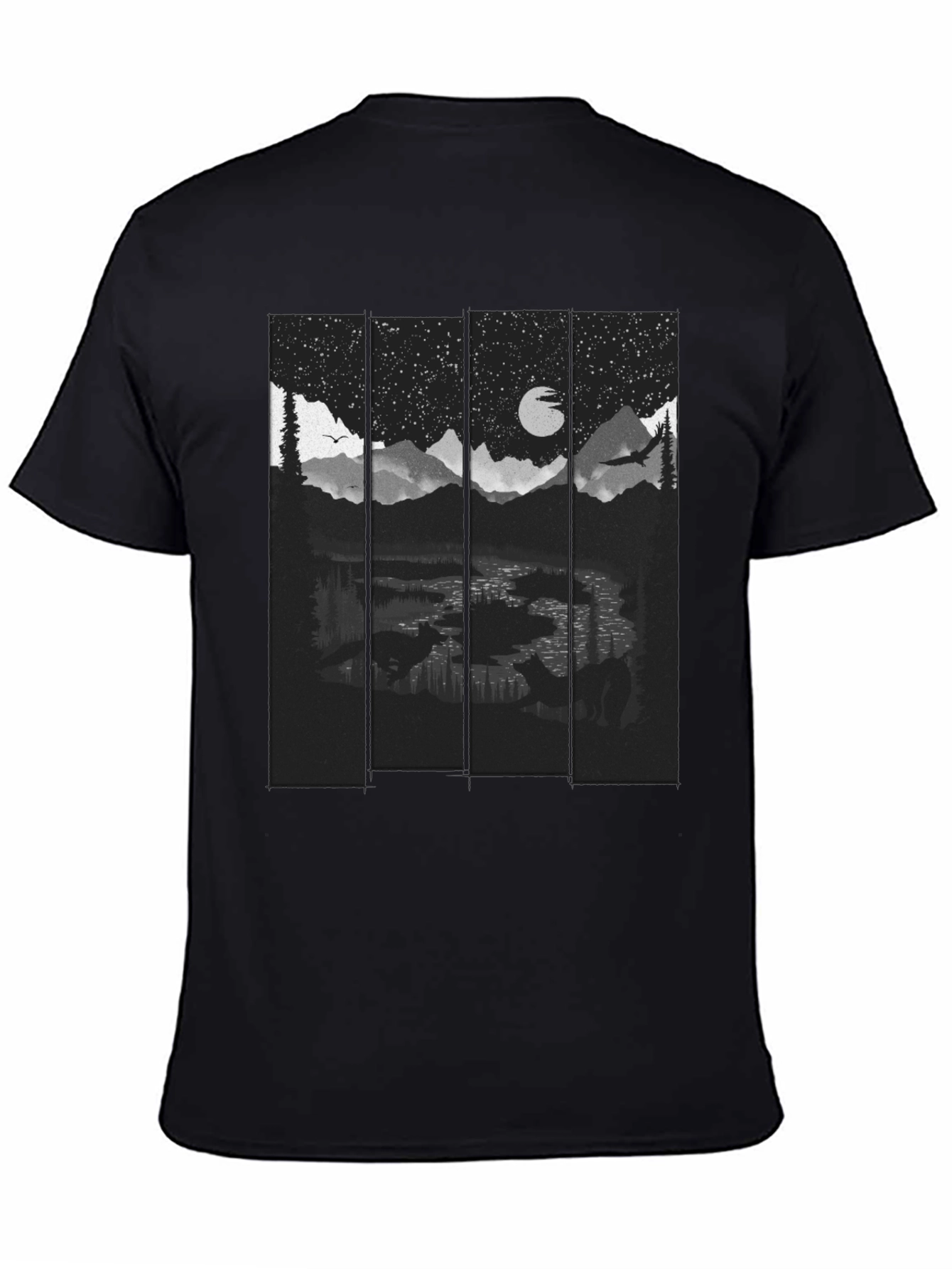 Black Night Landscape Graphic Tee - Stylish & Unique! view 4