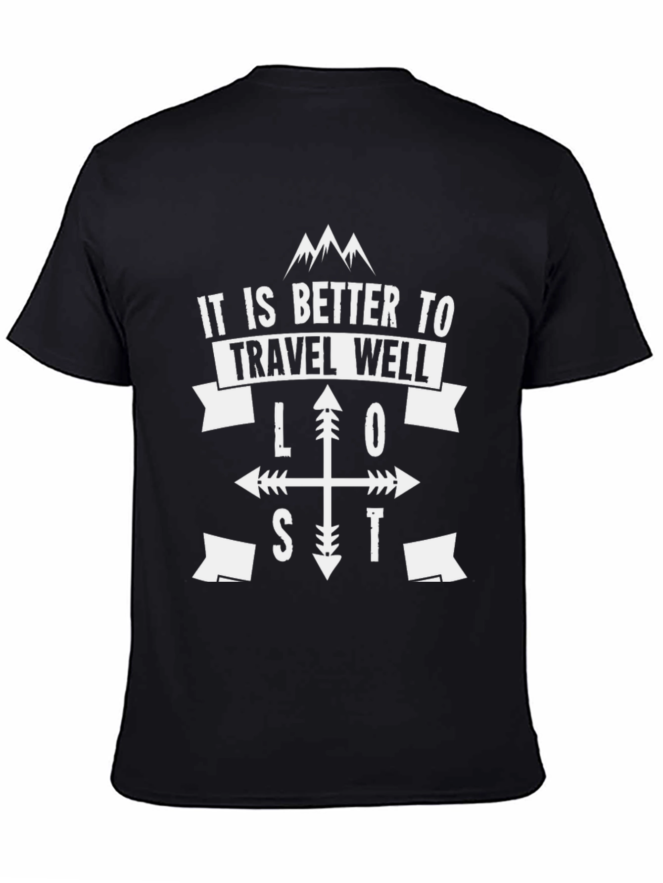 Black Travel Well Lost T-Shirt - Adventure Tee view 4