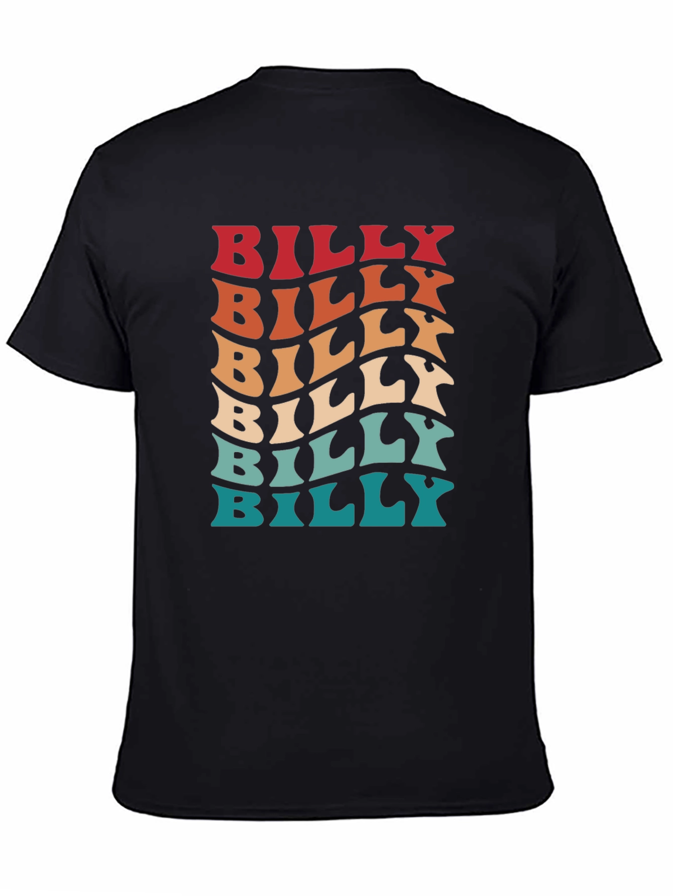 Black Retro Billy Tee - Cool Wavy Text Design view 4
