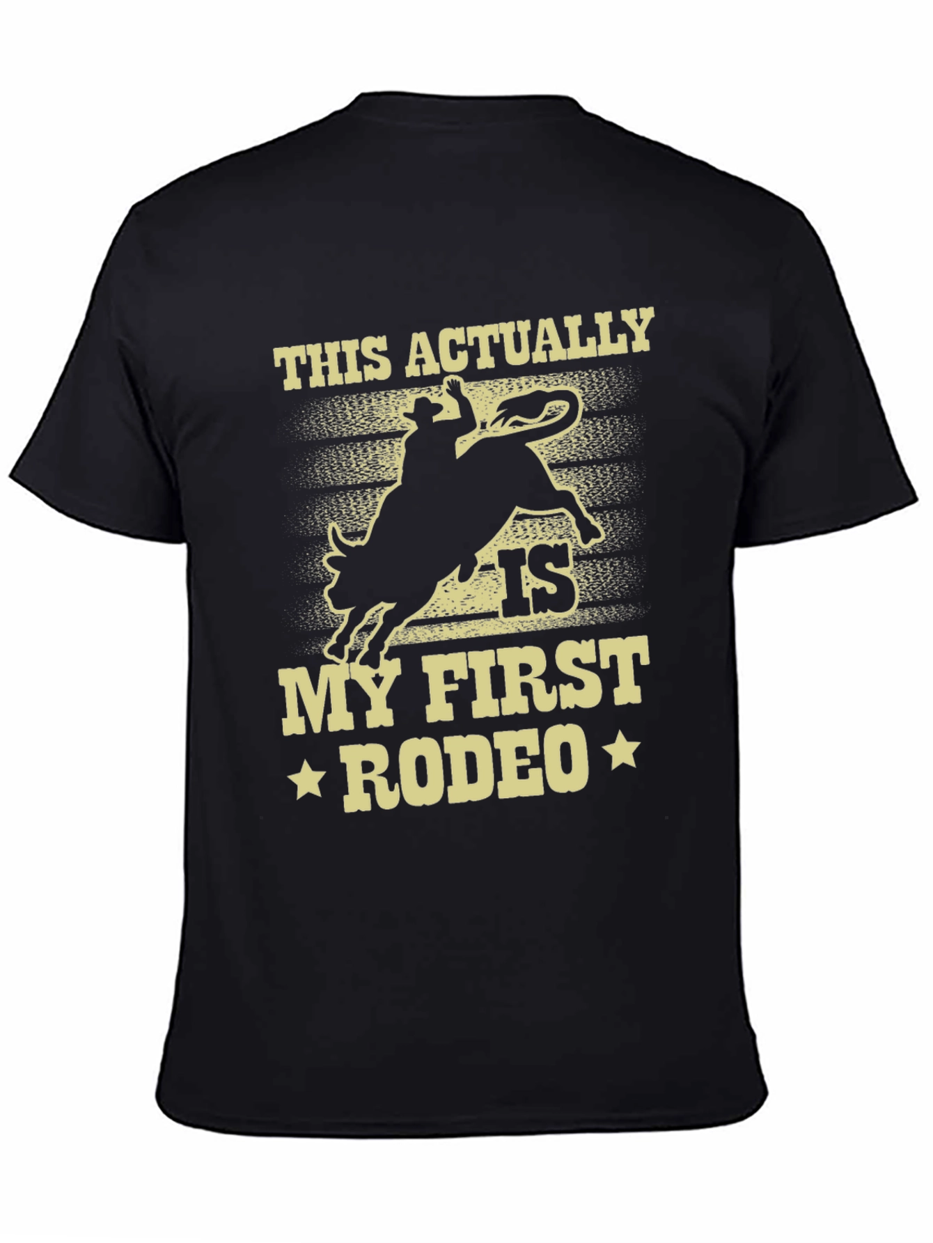 Black "My First Rodeo" Graphic Tee - Cowboy Bull Riding T-Shirt view 4