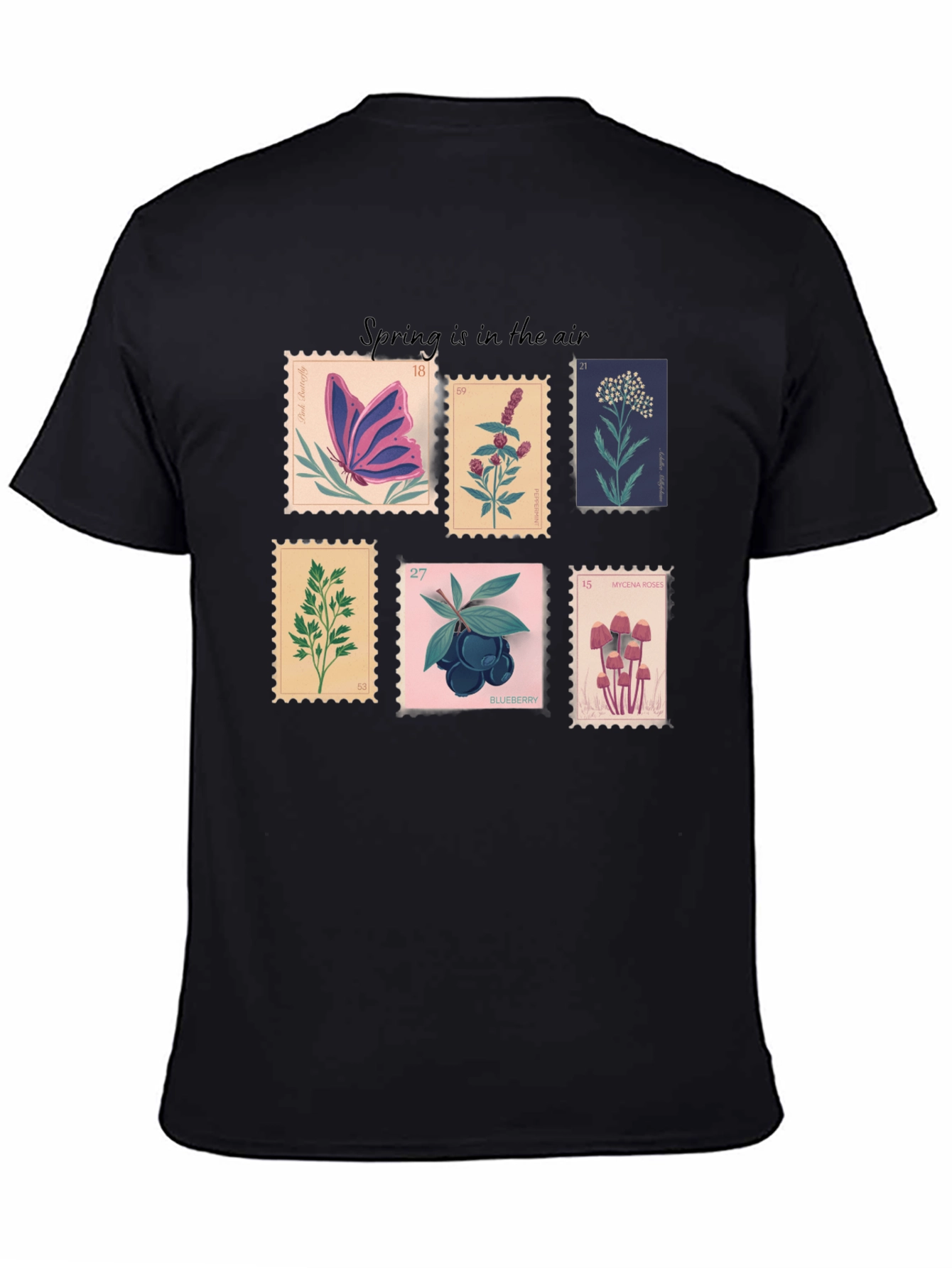 Black Botanical Stamp T-Shirt: Spring Collection view 4
