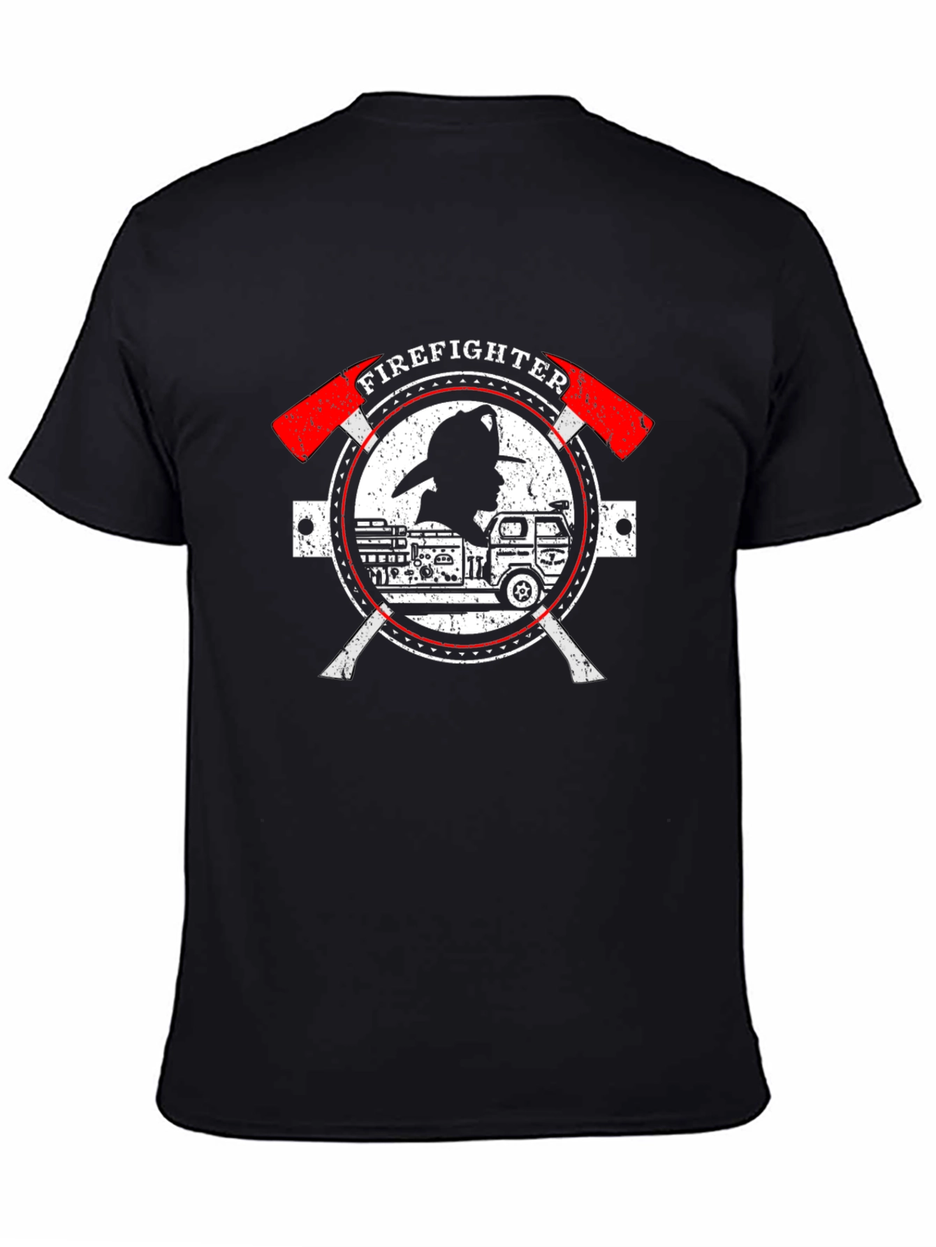 Black Firefighter Tee - Black Graphic T-Shirt view 4