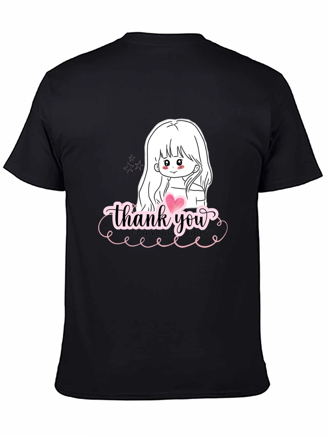 Black Thank You Girl Graphic T-Shirt - Casual Black Tee view 4