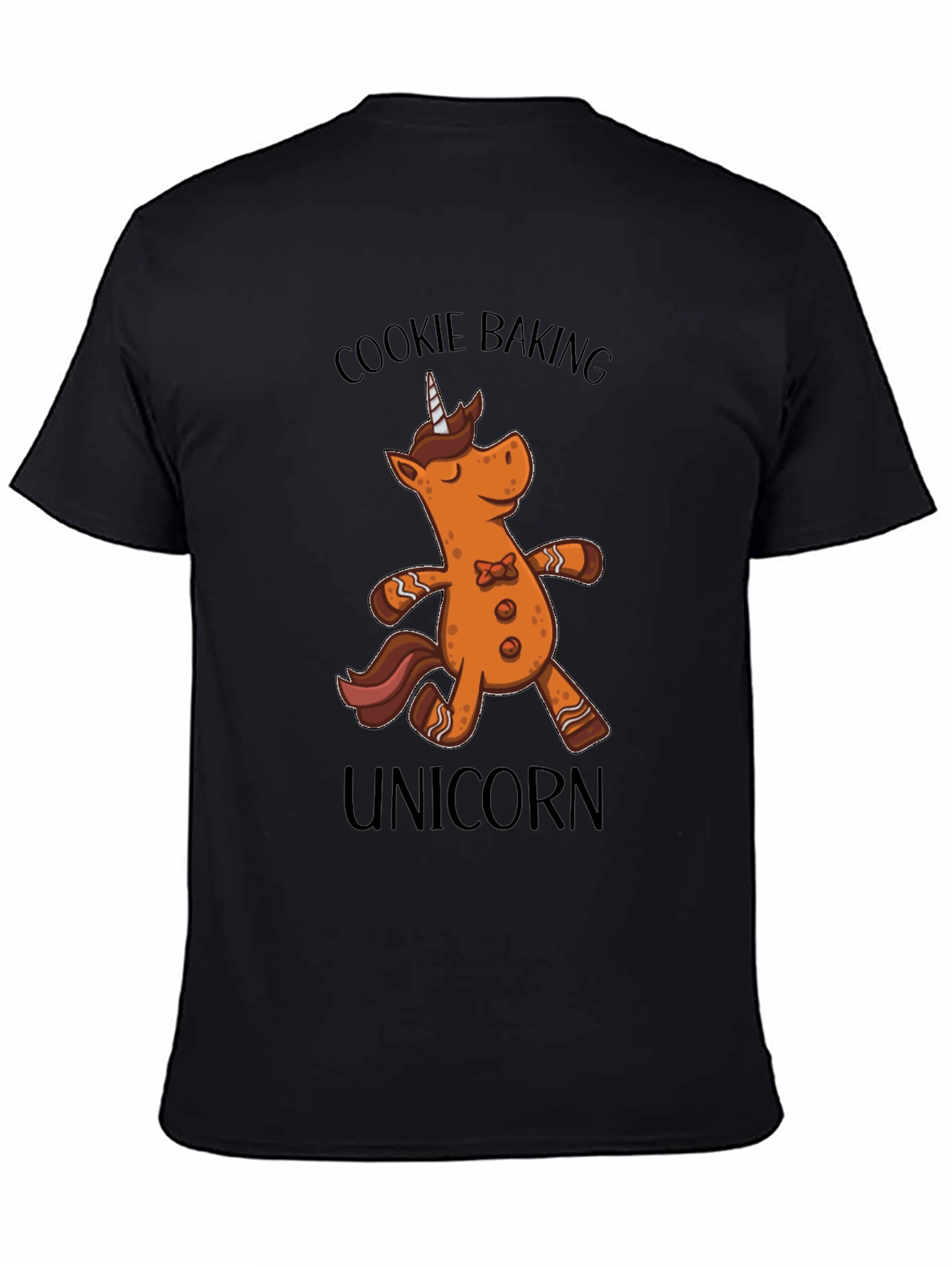 Black Cookie Baking Unicorn Graphic T-Shirt - Black view 4