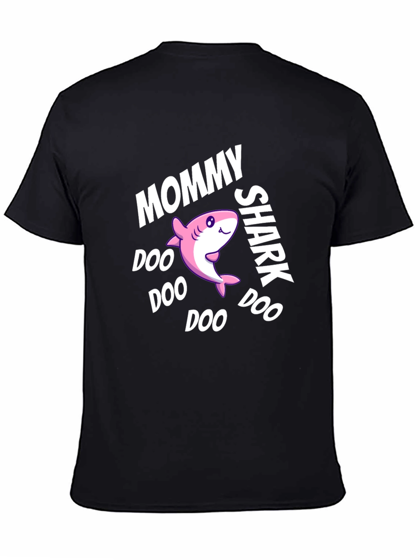 Black Mommy Shark Doo Doo Doo Black Graphic T-Shirt view 4