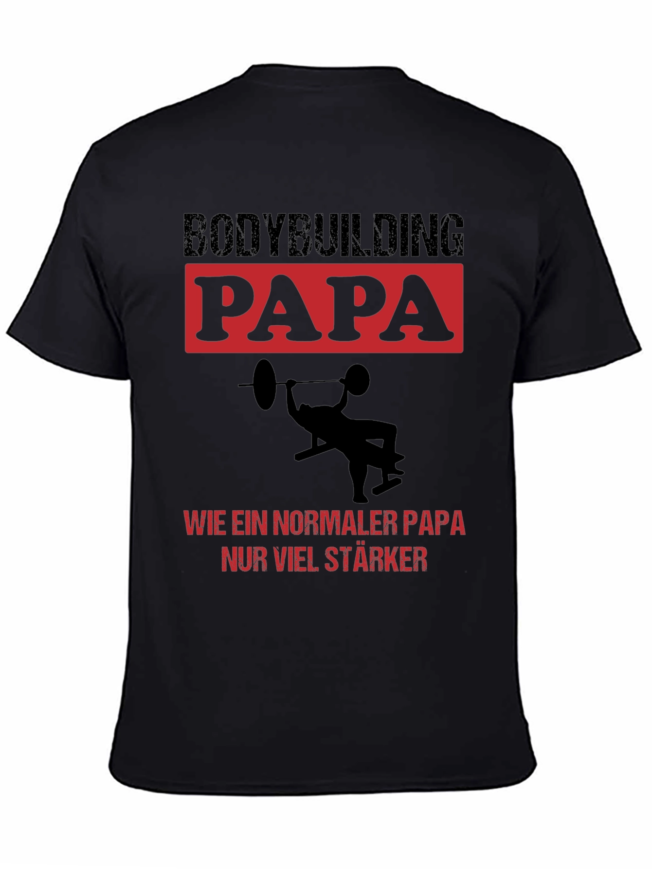 Black Bodybuilding Papa T-Shirt - Strong Dad Edition view 4