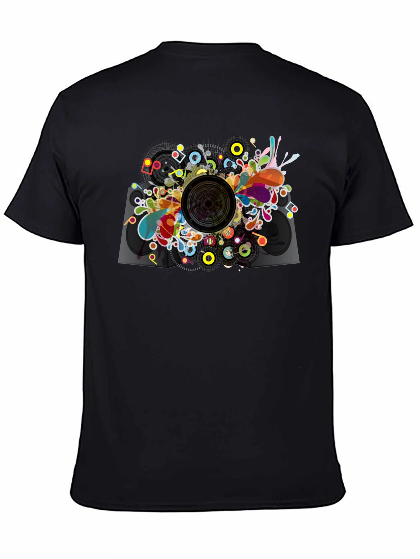 Black Abstract Speaker Graphic T-Shirt - Men's Black Tee view 4