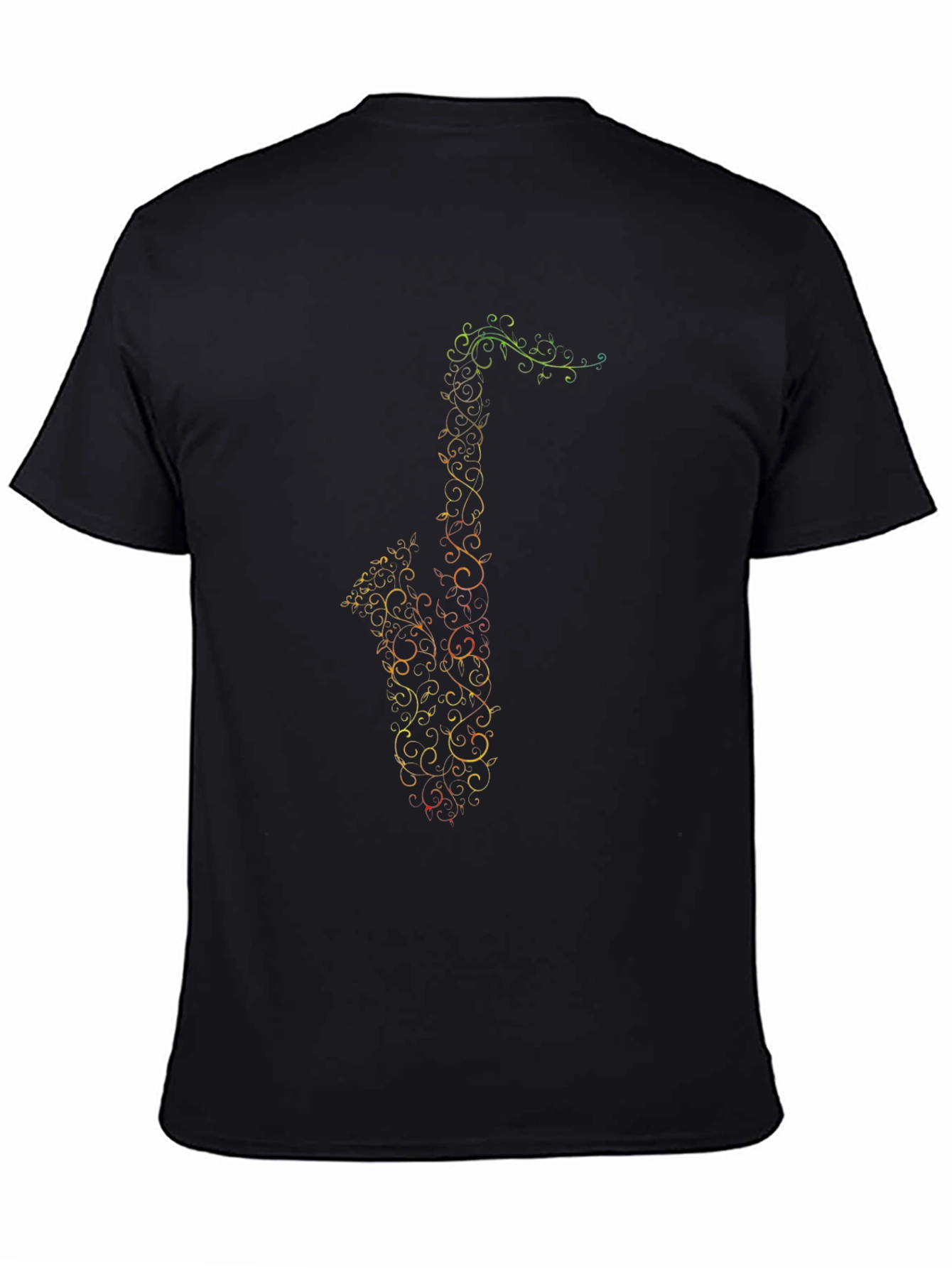 Black Saxophone Music Notes Graphic Tee - Black view 4