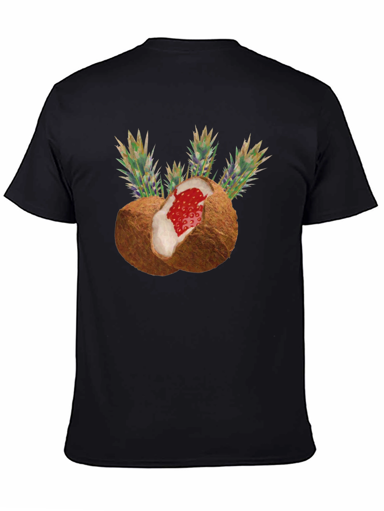 Black Coconut Strawberry Novelty Graphic Tee view 4