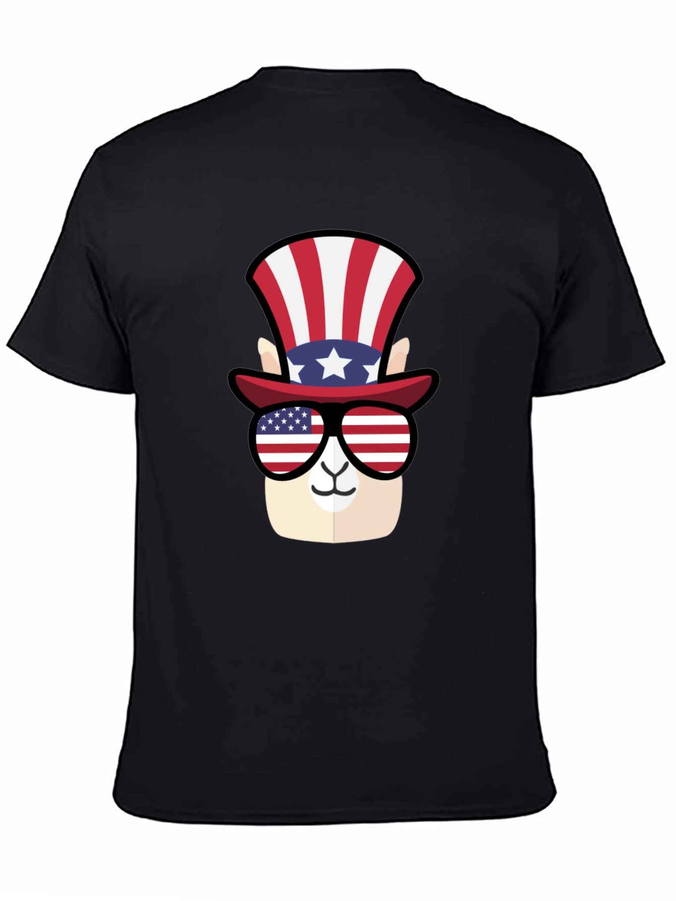 Black Patriotic Llama T-Shirt view 4