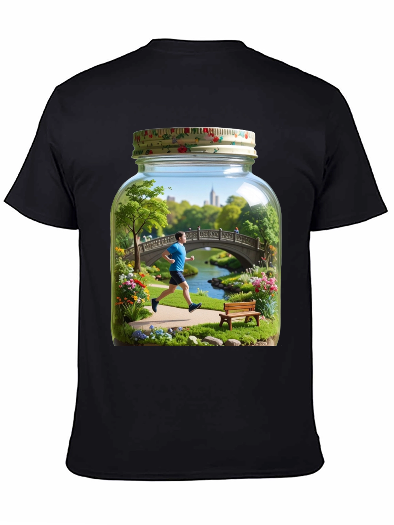 Black Central Park Scene in a Jar Graphic Tee view 4