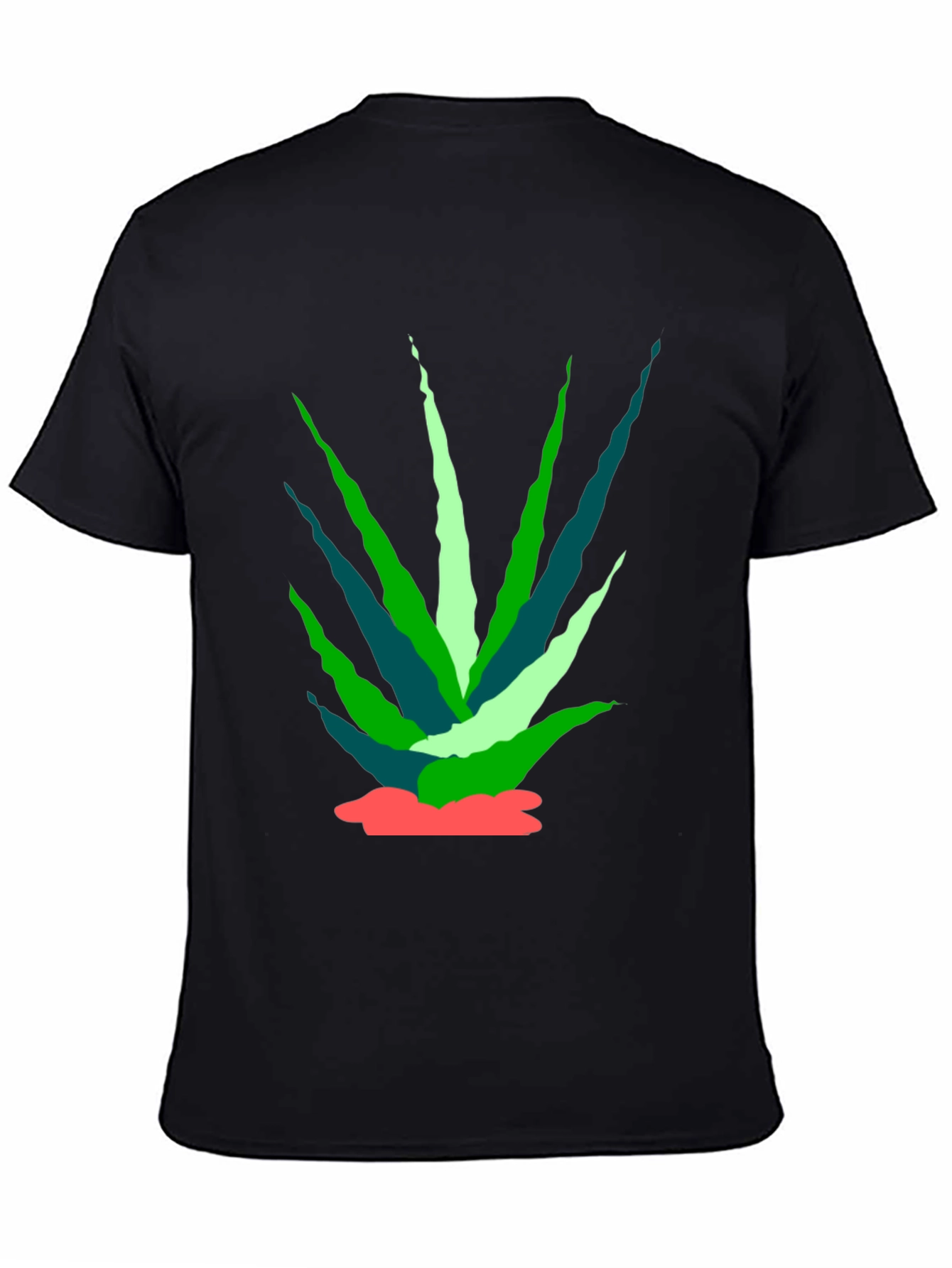 Black Abstract Agave Plant Black Tee view 4