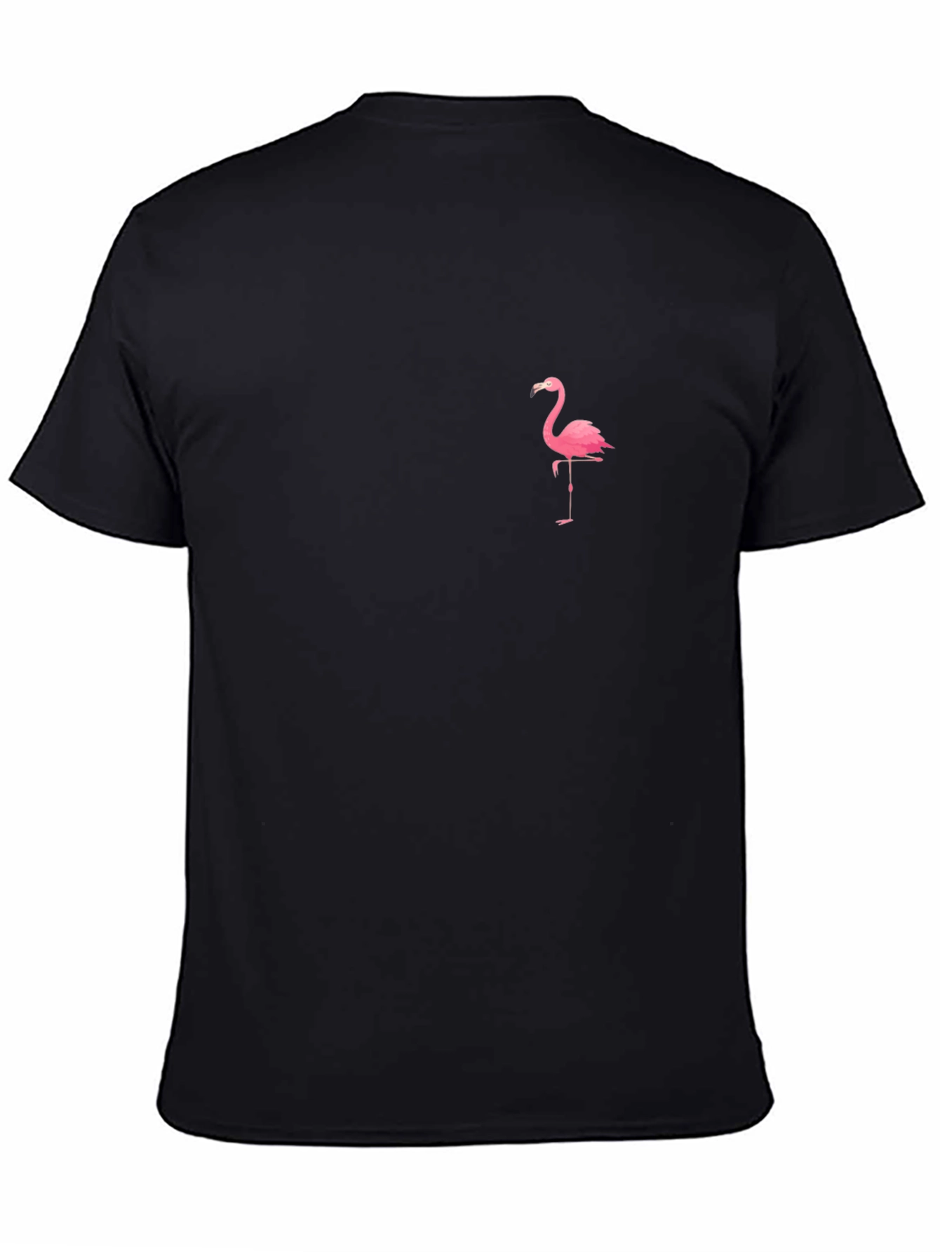 Black Black T-Shirt with Flamingo Graphic Print view 4