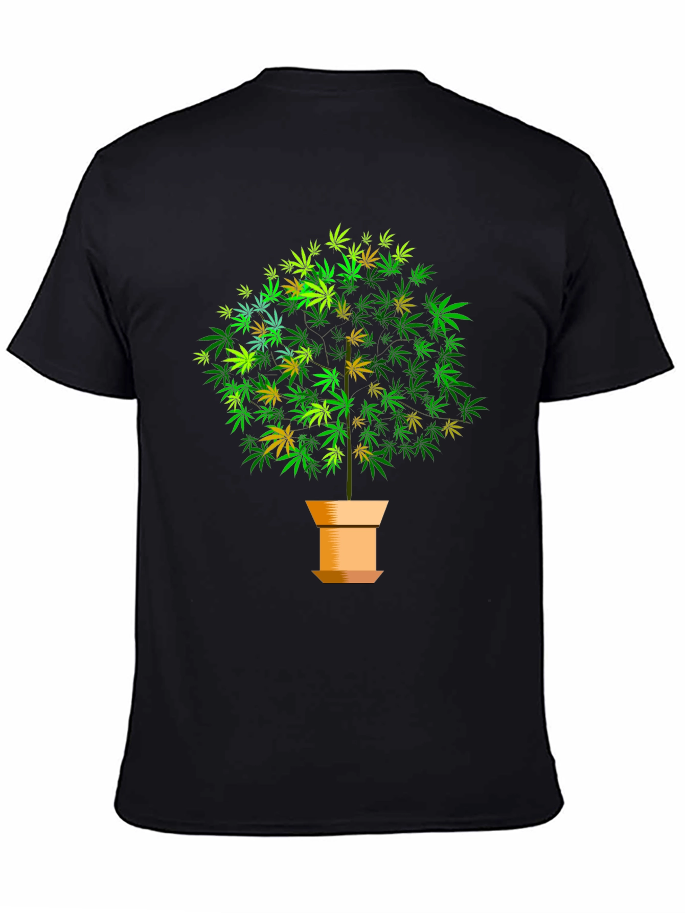 Black Marijuana Tree Graphic Black T-Shirt view 4
