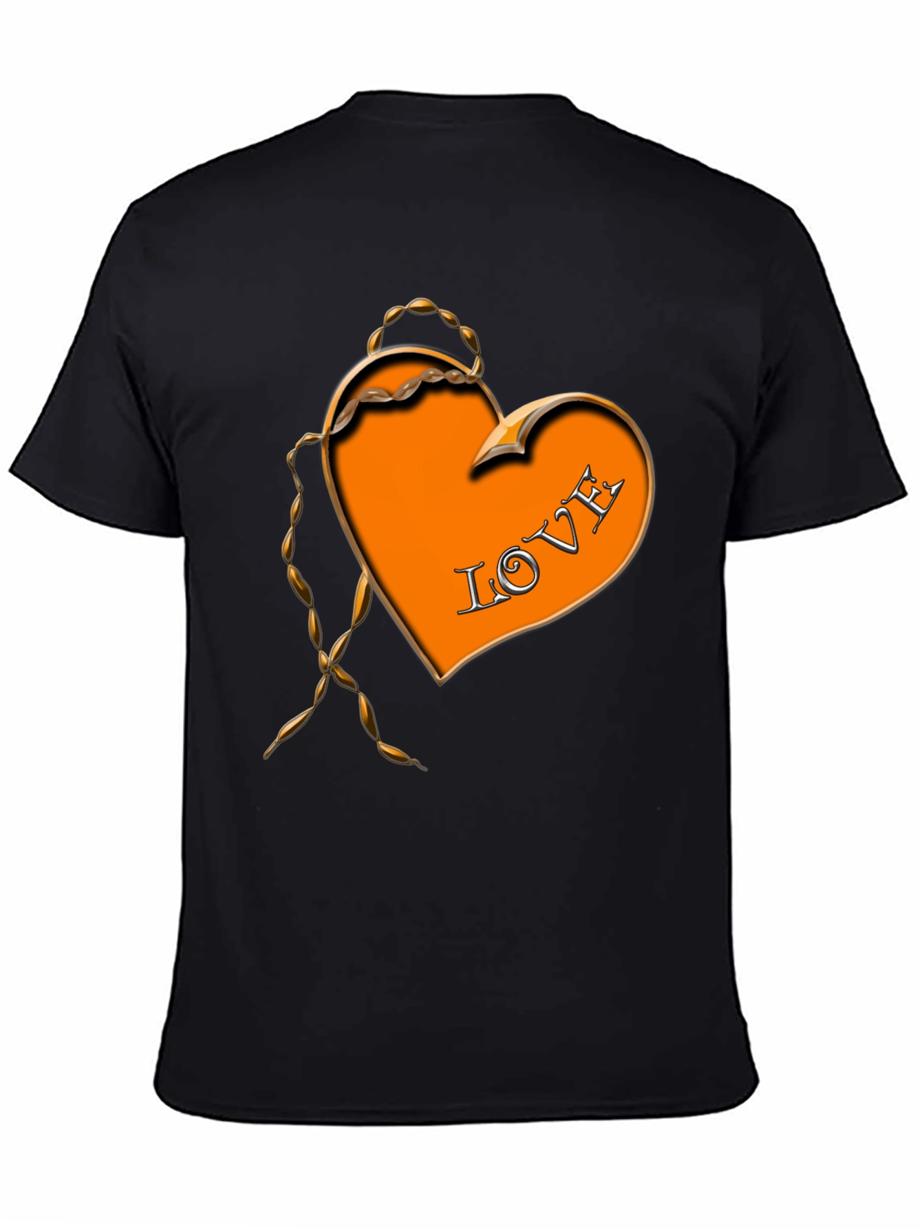 Black Love Heart Graphic Black T-Shirt view 4