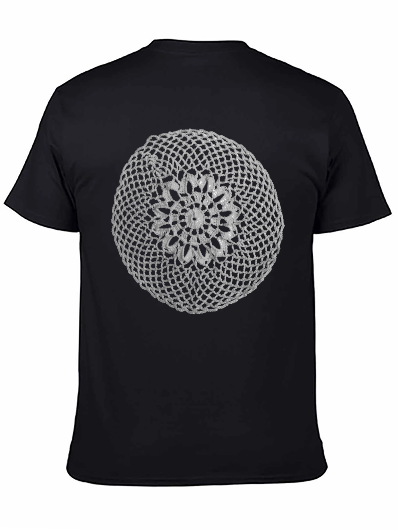 Black Vintage Crochet Mandala Graphic Tee view 4