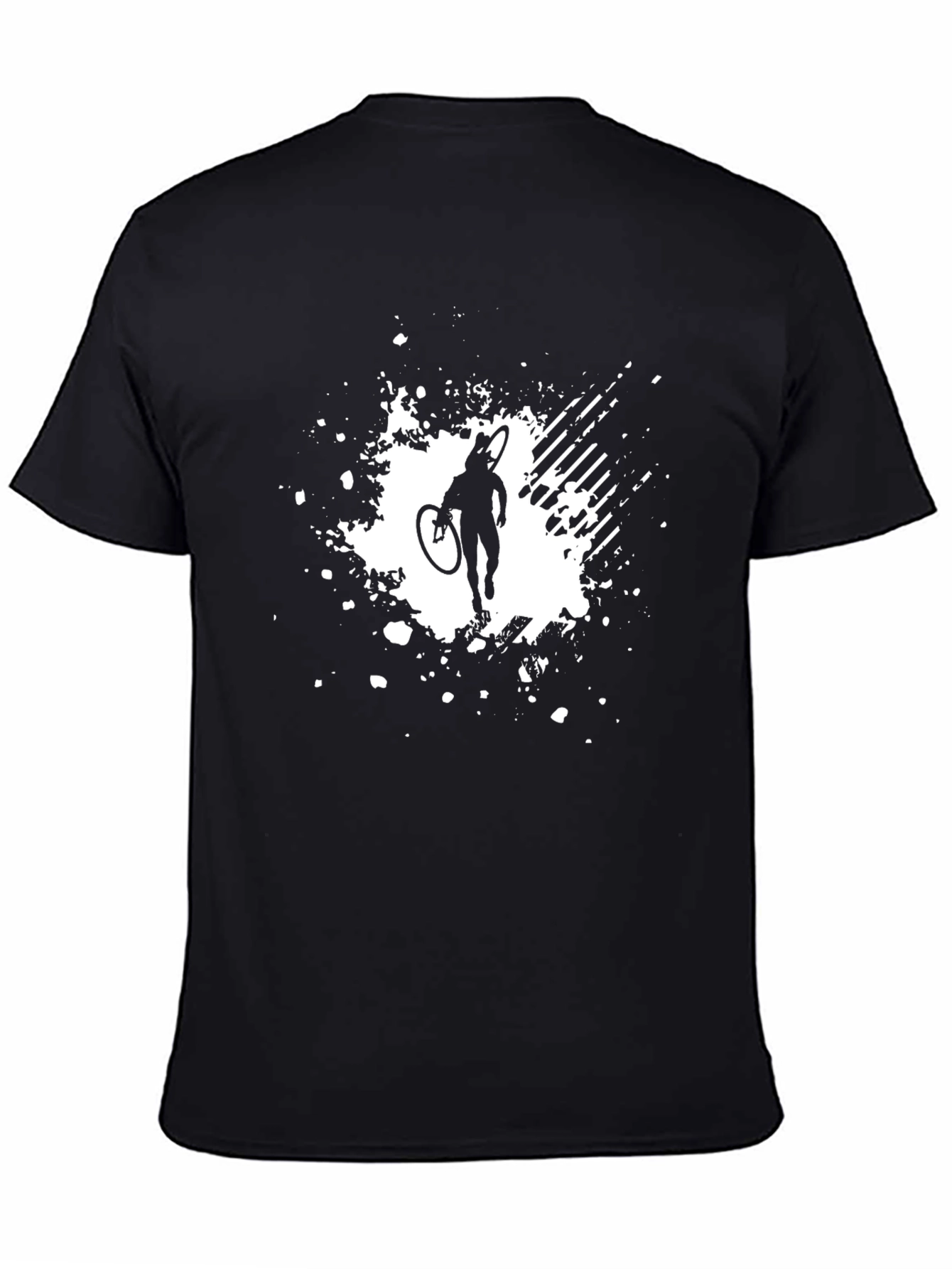 Black Cyclist Graphic Tee - Black Cotton T-Shirt view 4