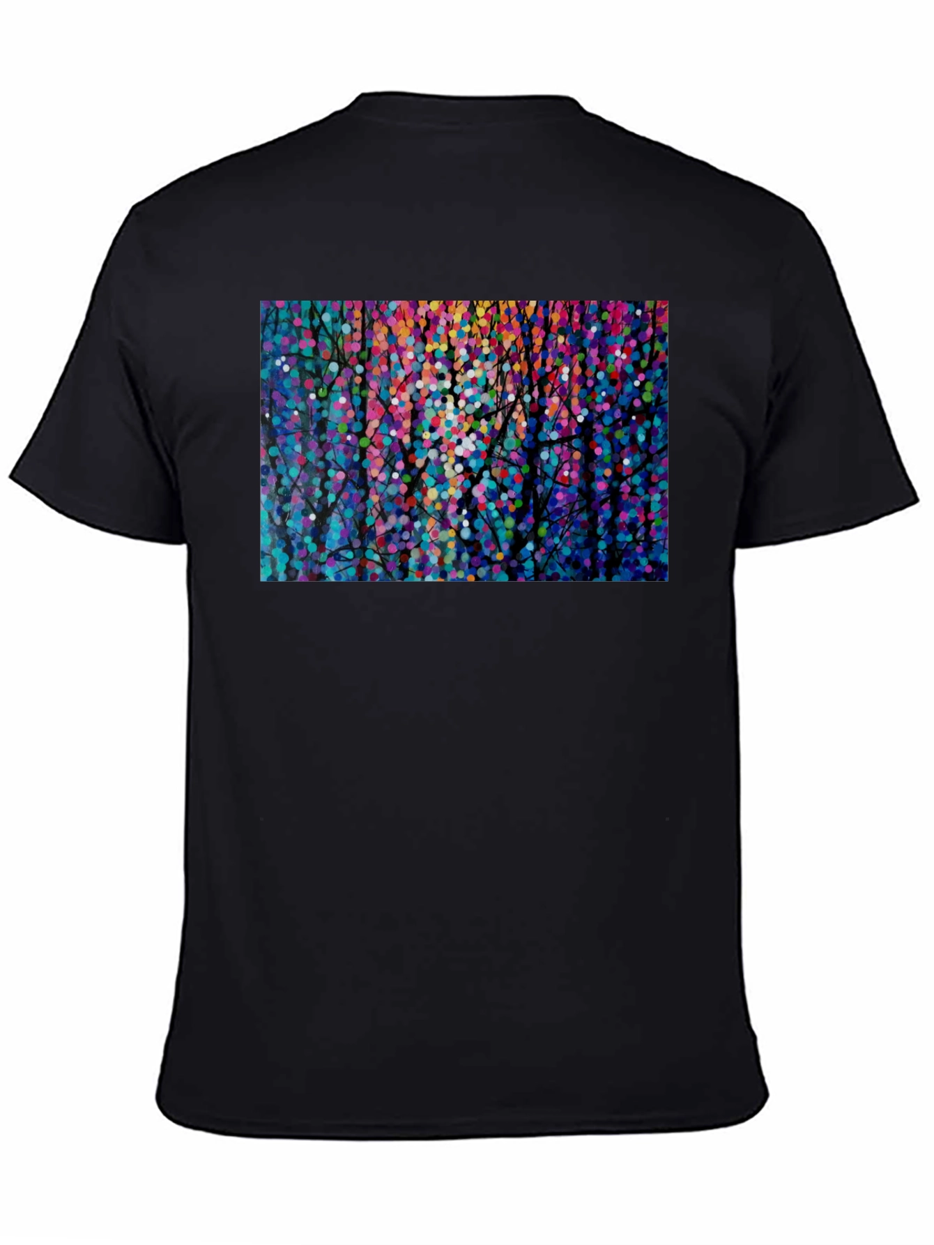 Black Colorful Abstract Forest Graphic Tee - Black view 4