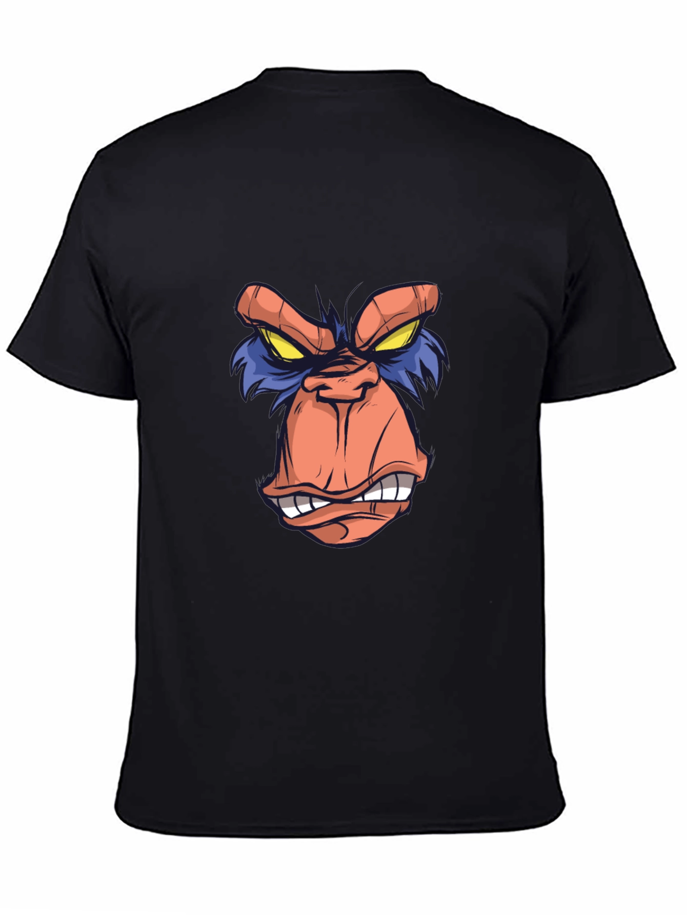 Black Cartoon Ape Face Graphic Tee - Black view 4