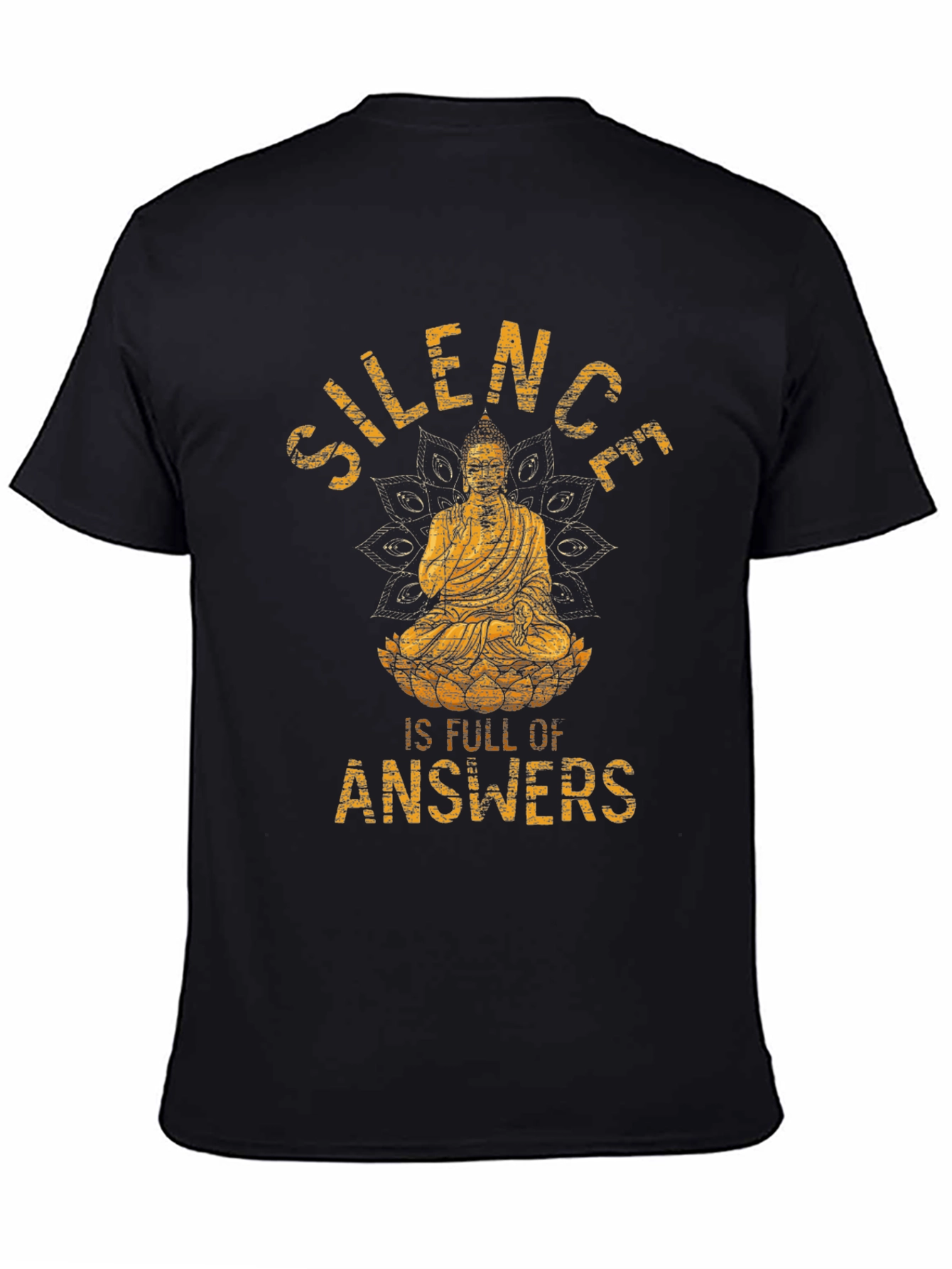 Black Silence is Full of Answers Buddha Graphic T-Shirt view 4