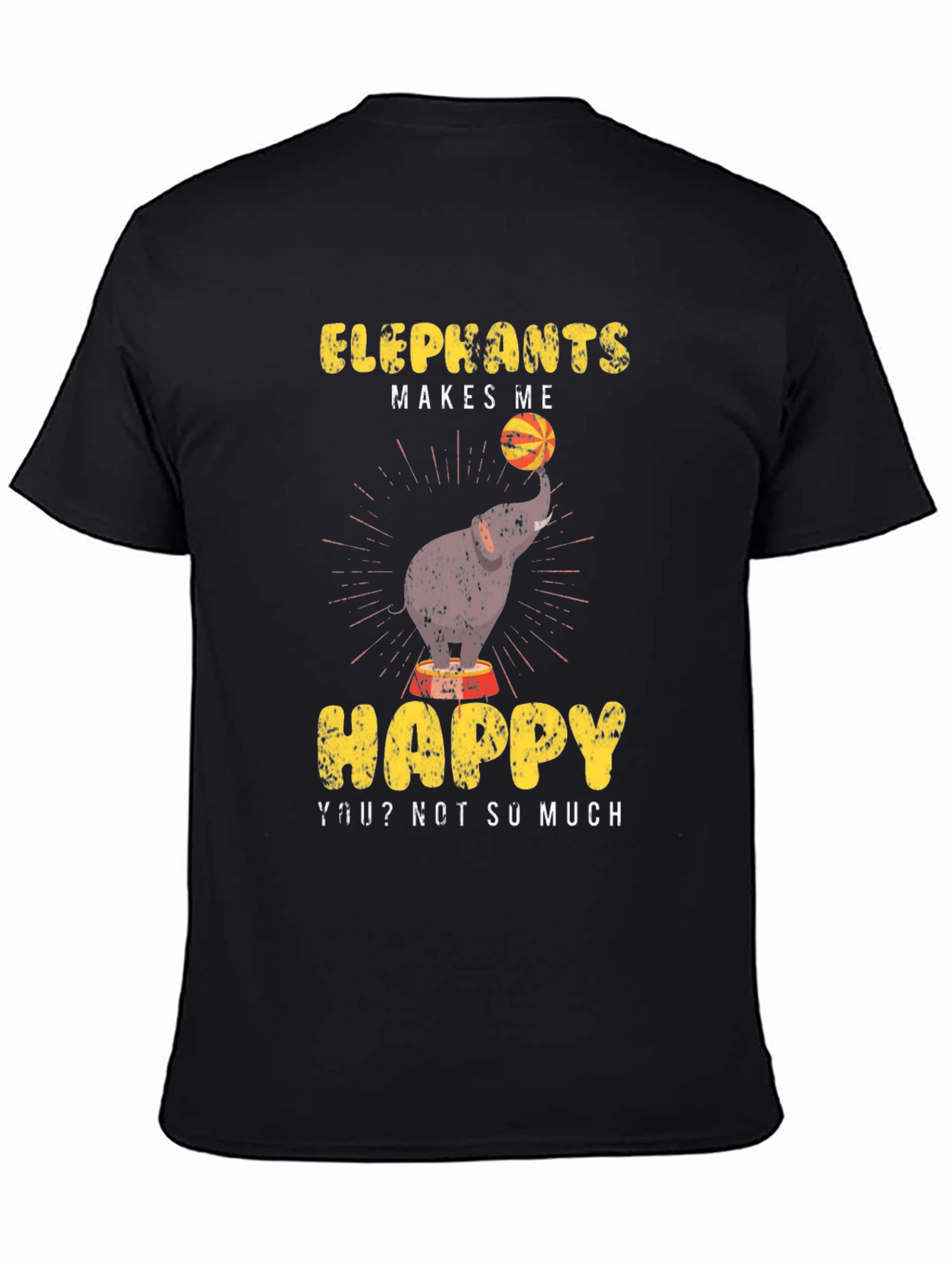 Black Elephant Makes Me Happy Graphic Tee view 4