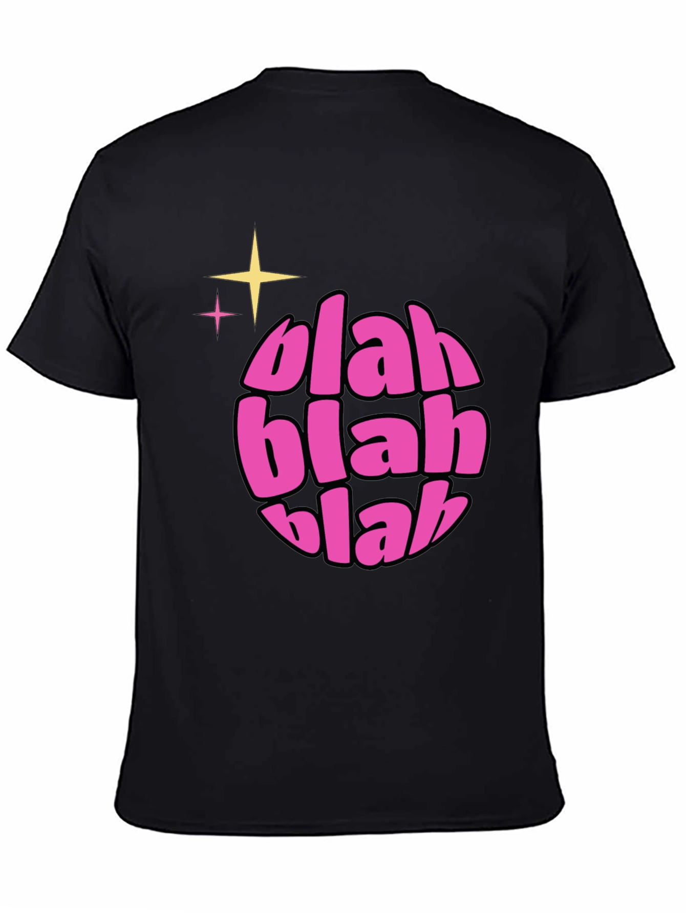 Black Blah Blah Blah Graphic Tee - Trendy Crew Neck Shirt view 4