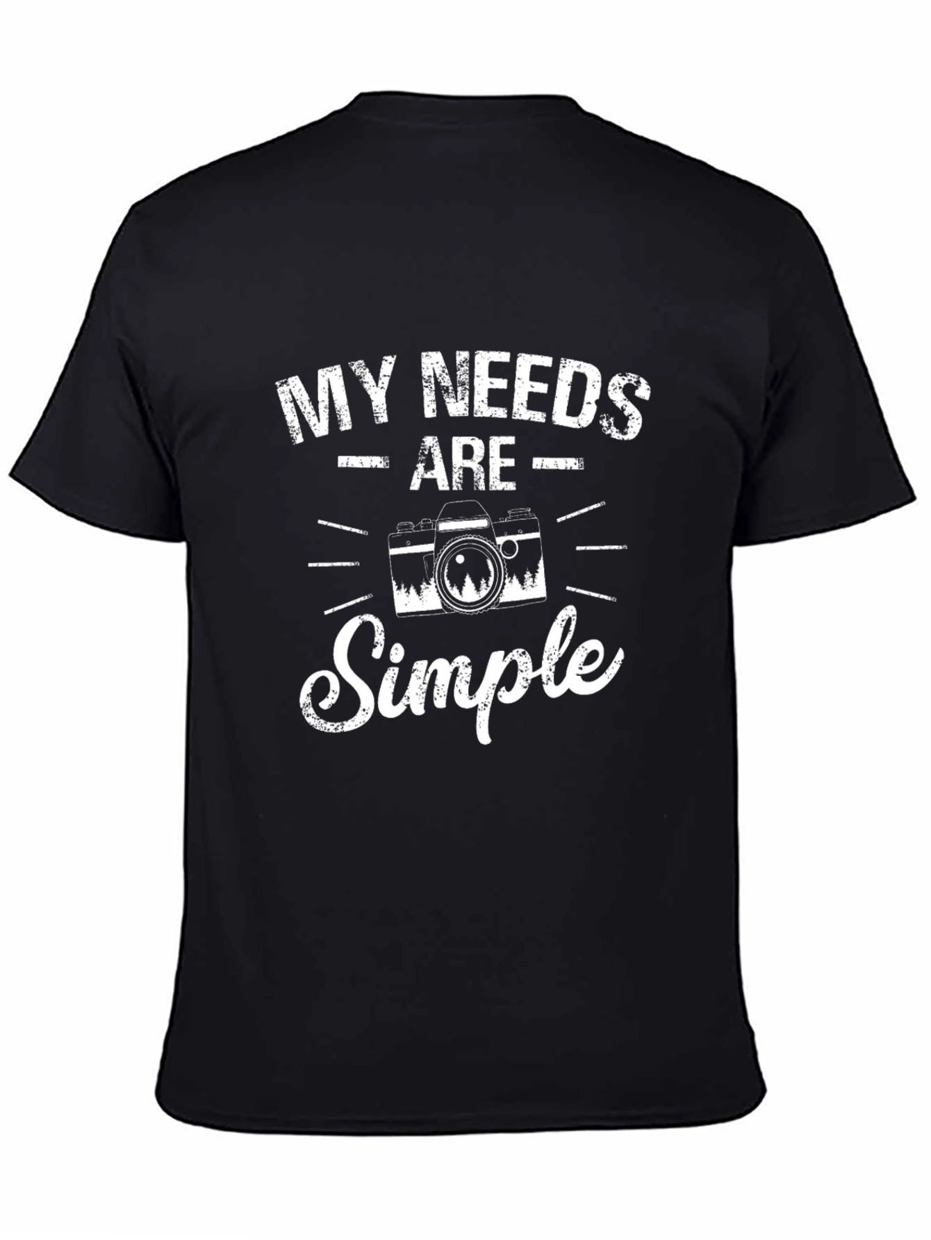 Black My Needs Are Simple Camera Graphic Tee view 4