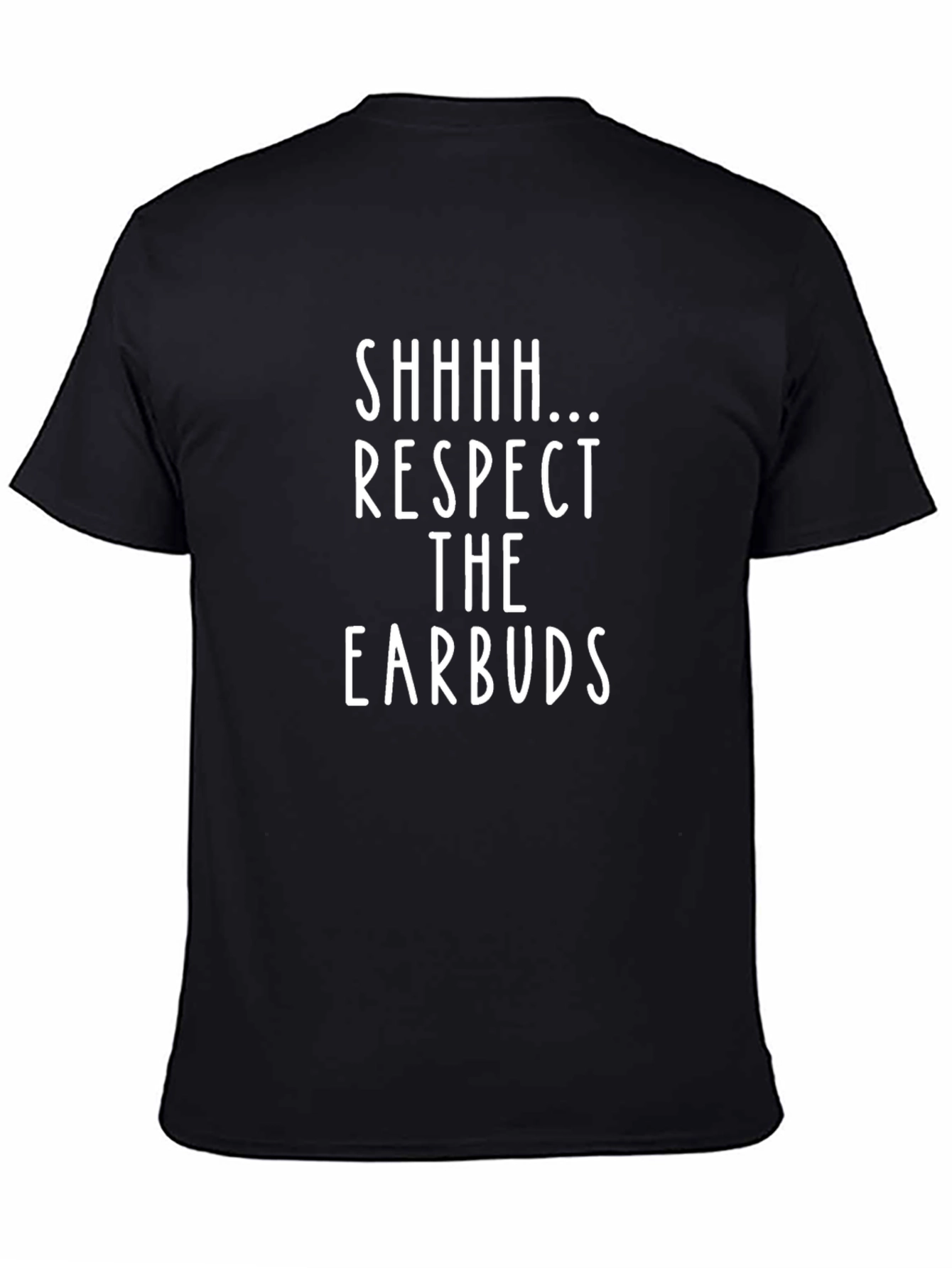 Black Respect The Earbuds Funny Graphic Tee - Black view 4