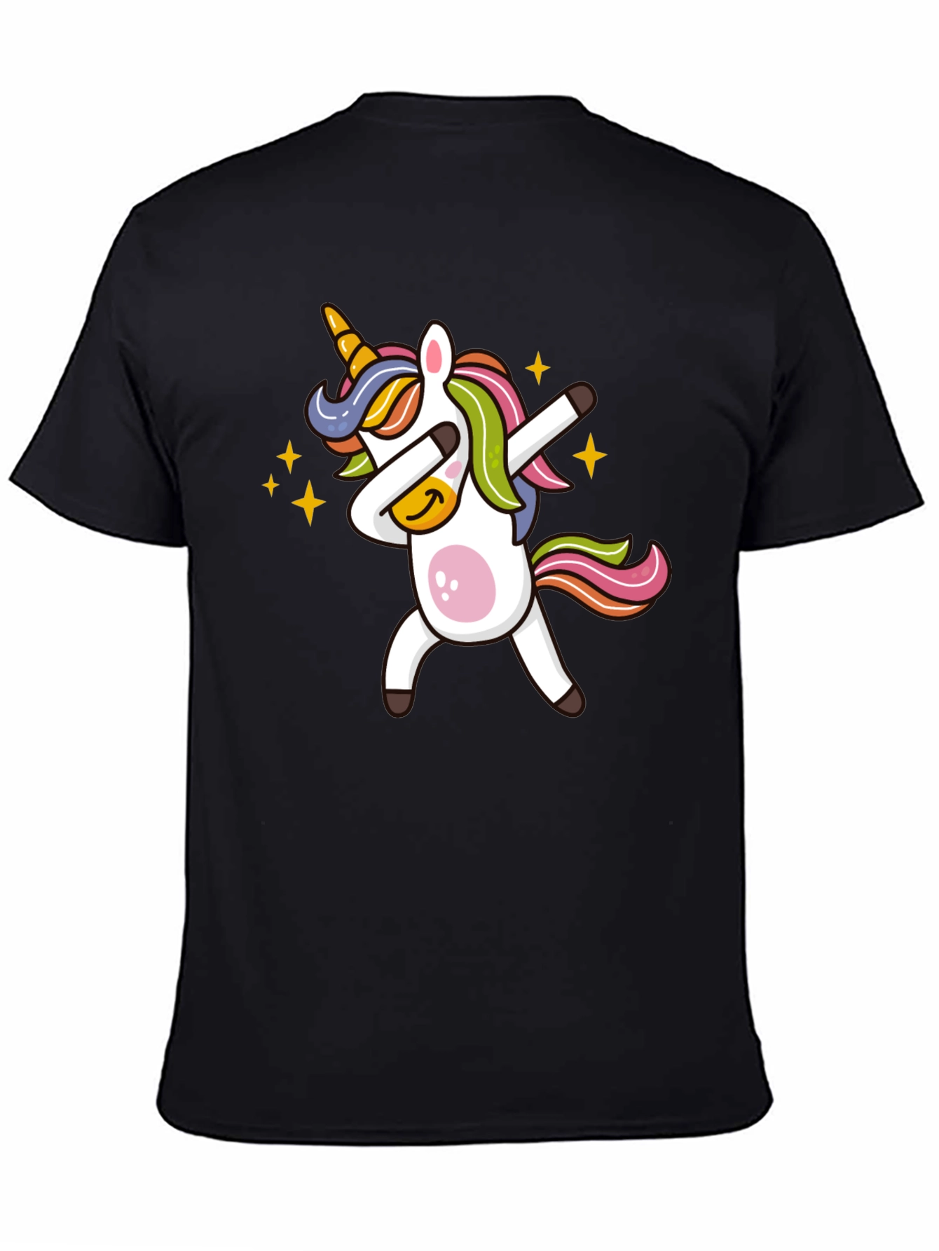 Black Dabbing Unicorn Graphic Tee - Black Cotton Blend view 4