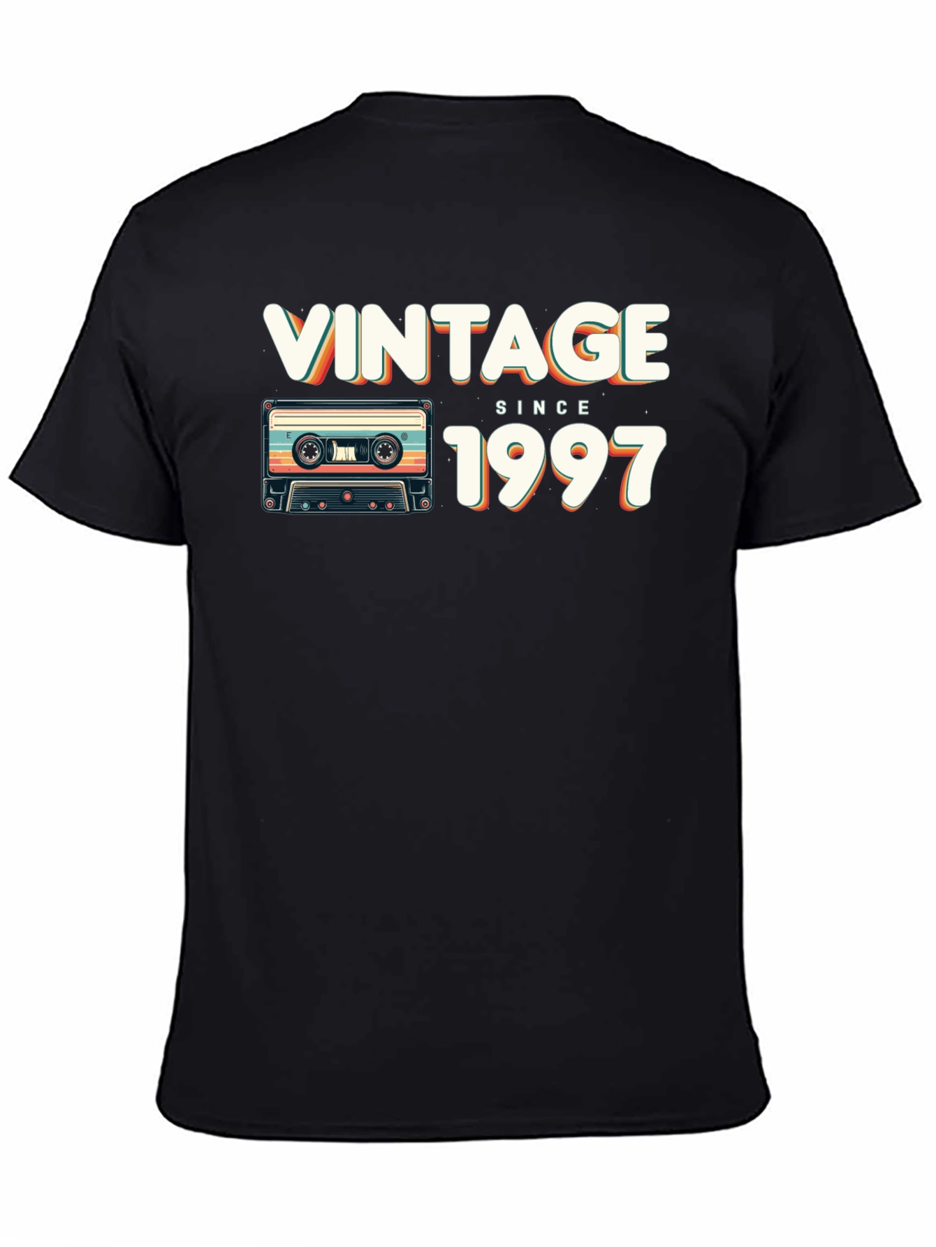 Black Vintage Since 1997 Cassette Tape Graphic T-Shirt view 4