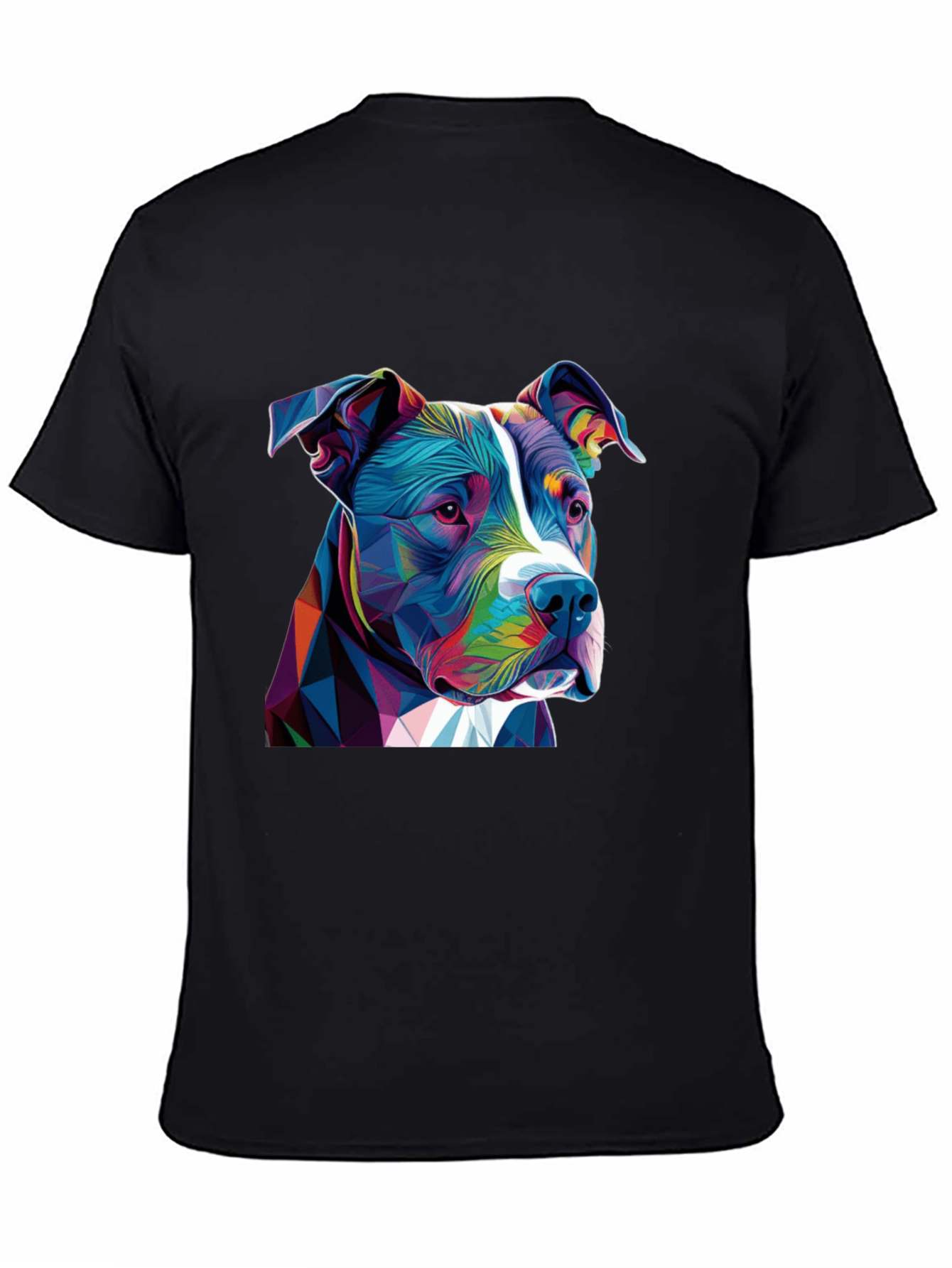 Black Geometric Pitbull Graphic Tee - Black Cotton Blend view 4