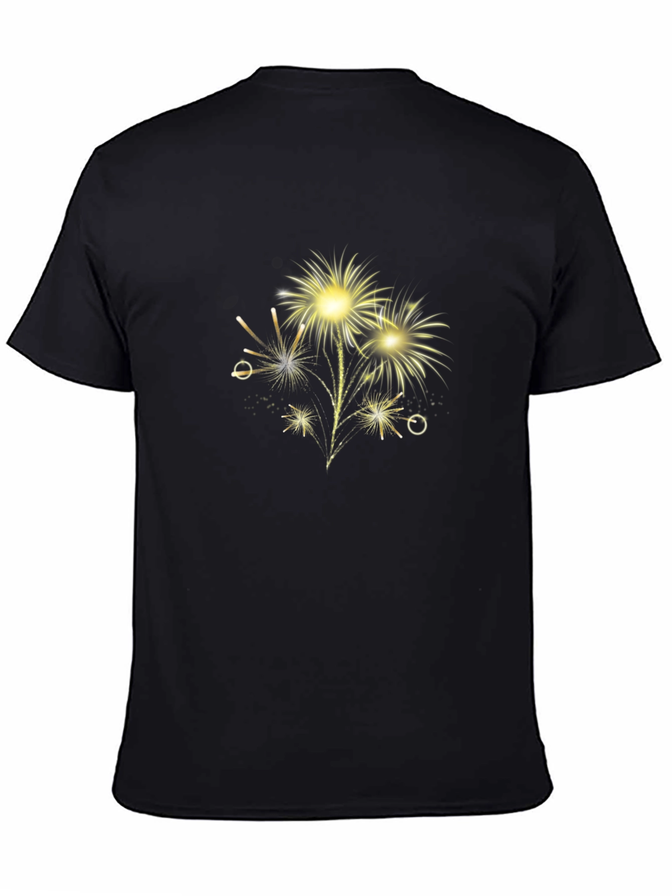 Black Festive Fireworks Graphic Tee - Black Cotton Blend view 4